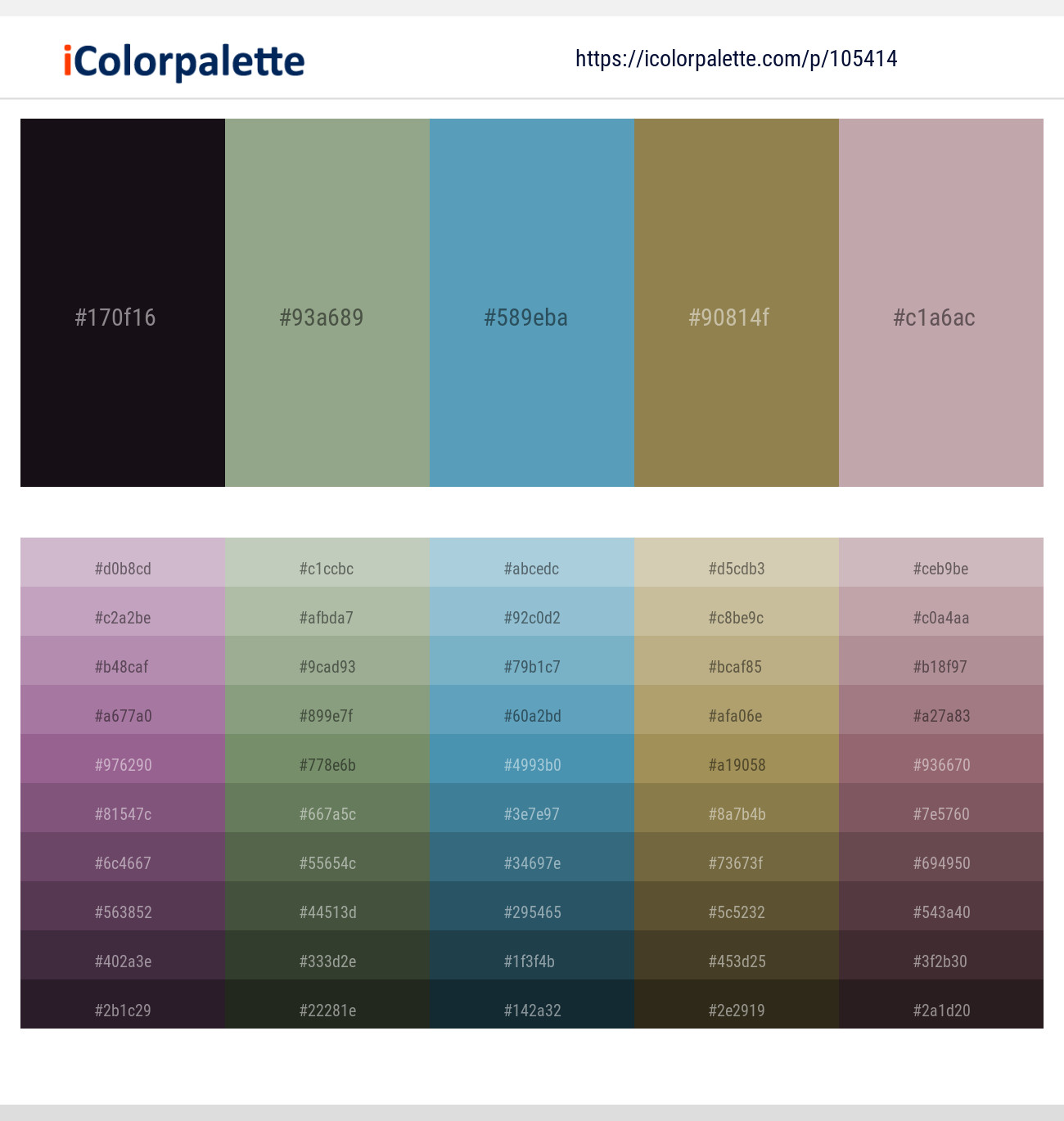 Gondola – Sage – Hippie Blue – Shadow – Thatch Color scheme