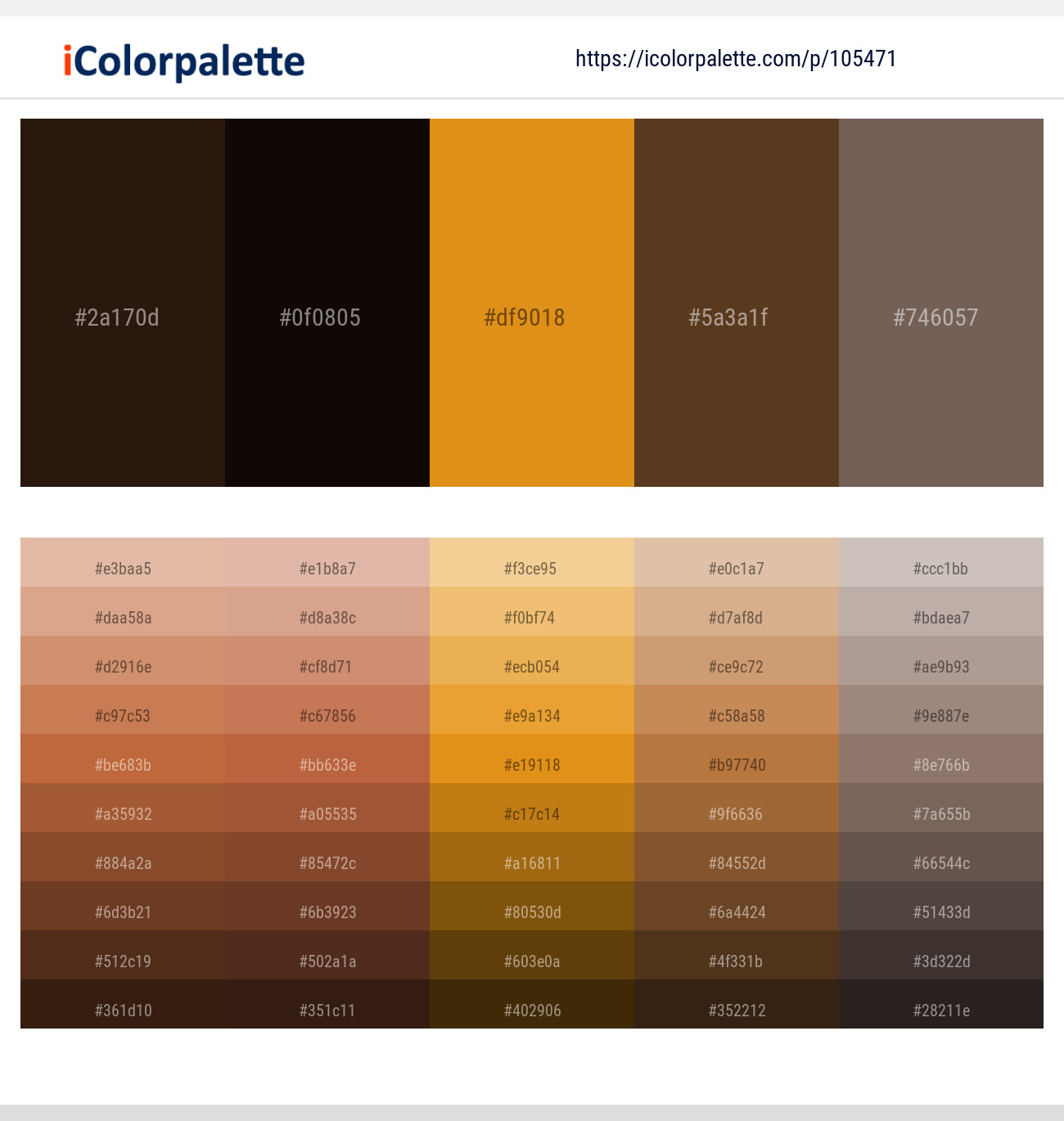 Coffee Bean – Asphalt – Dixie – Irish Coffee – Pine Cone Color scheme