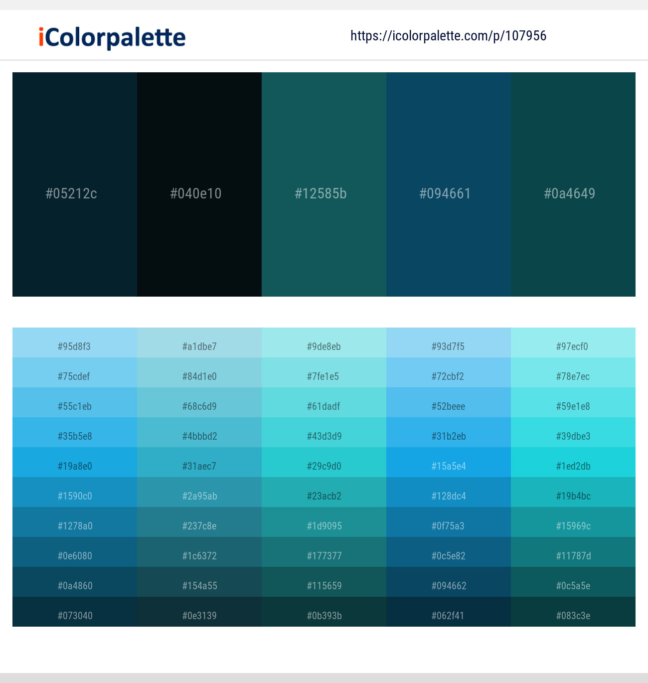 Black Pearl – Black Bean – Eden – Tarawera – Deep Sea Green Color scheme