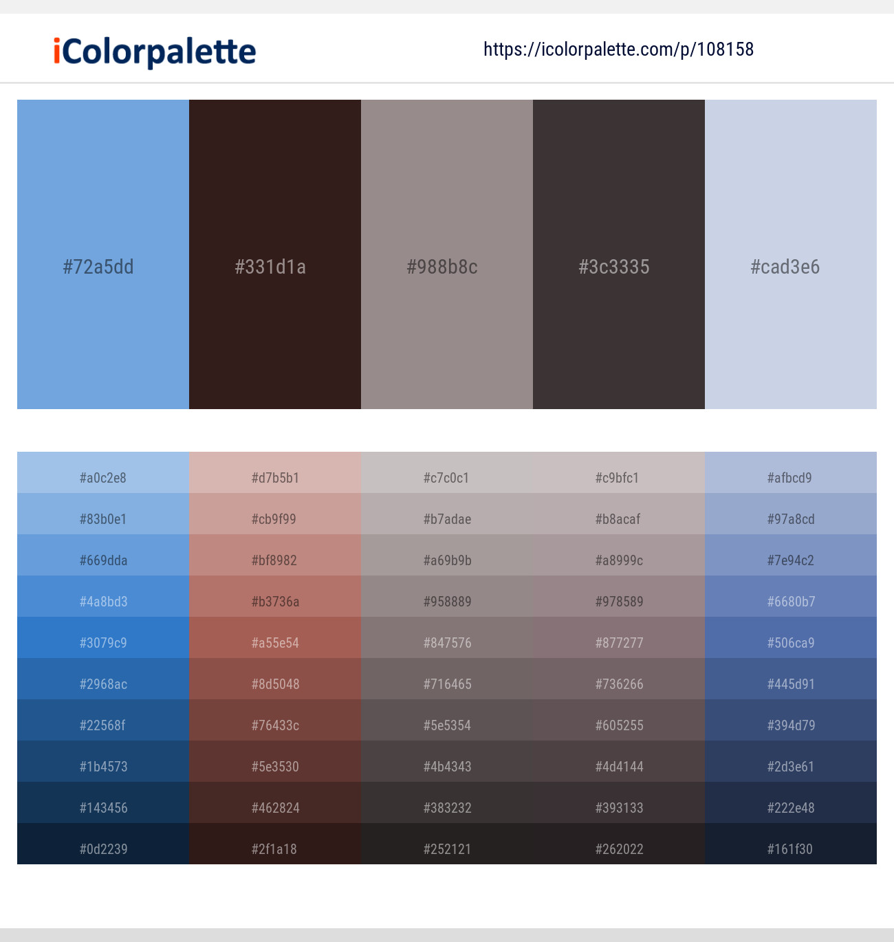Danube – Eclipse – Dusty Gray – Thunder – Periwinkle Gray Color scheme