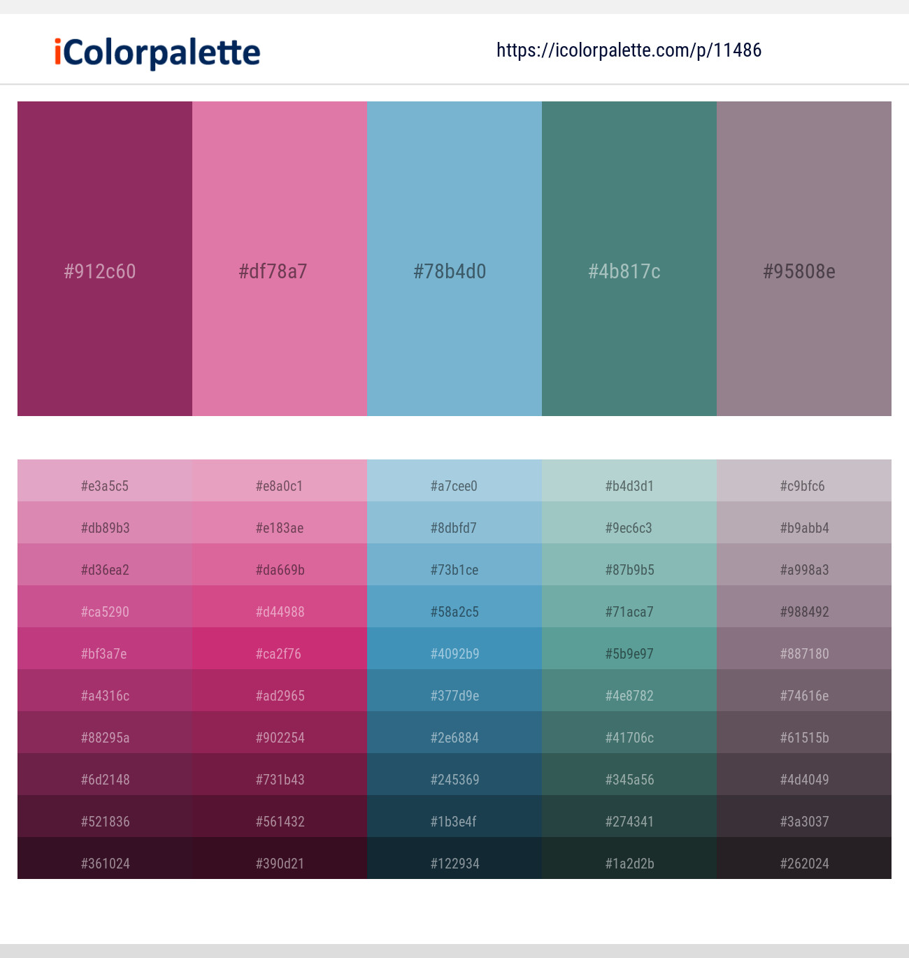 Camelot – Deep Blush – Half Baked – Faded Jade – Mountbatten Pink Color scheme
