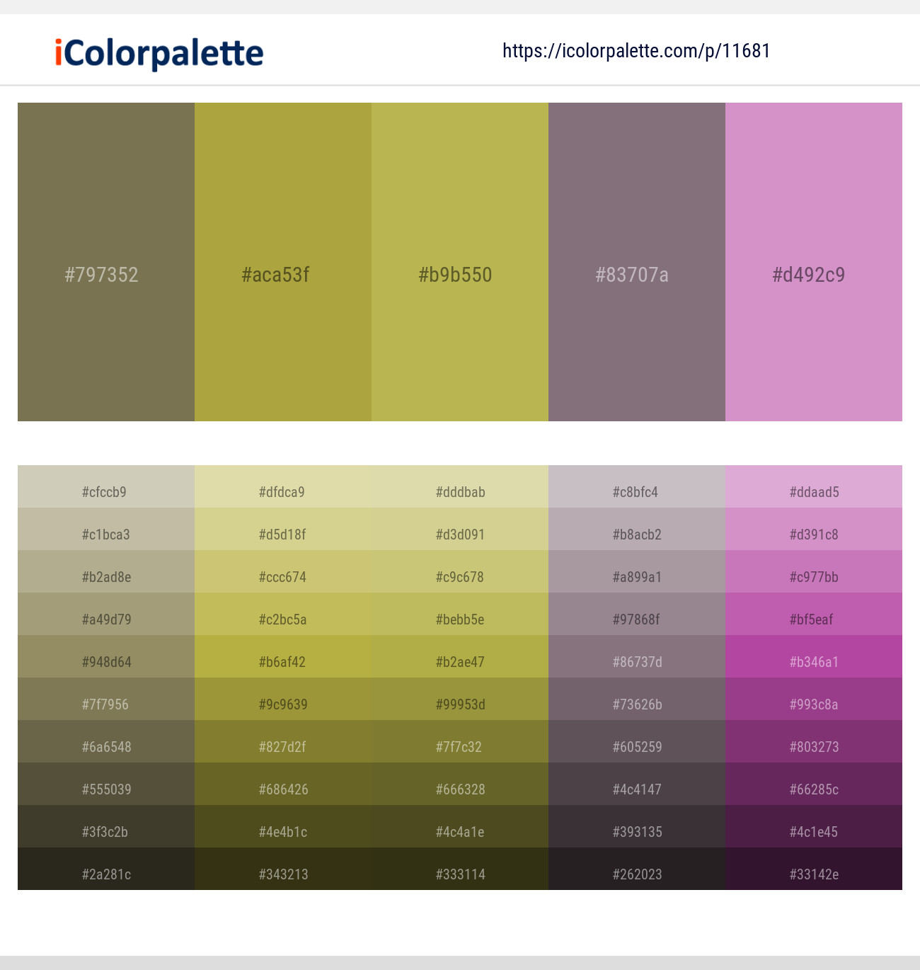 Go Ben – Husk – Olive Green – Empress – Light Orchid Color scheme