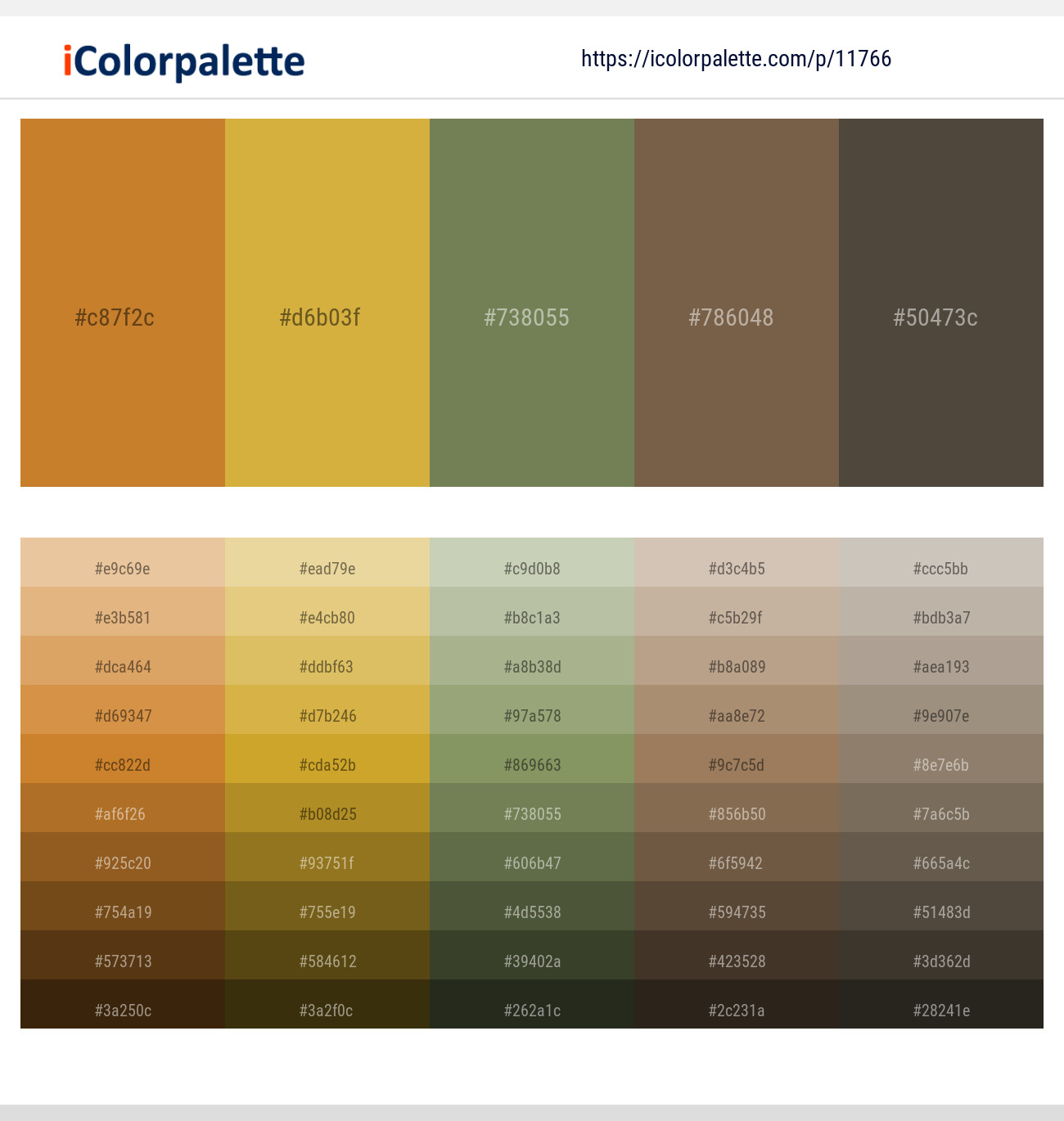 Brandy Punch – Old Gold – Limed Ash – Roman Coffee – Taupe Color scheme