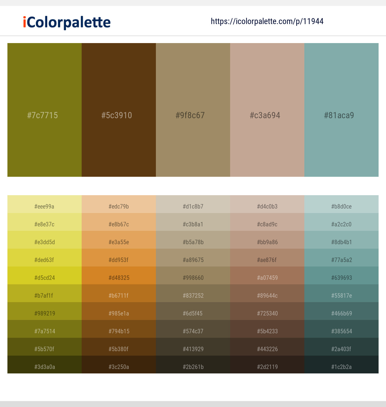 Olivetone – Jambalaya – Sandal – Indian Khaki – Gulf Stream Color scheme