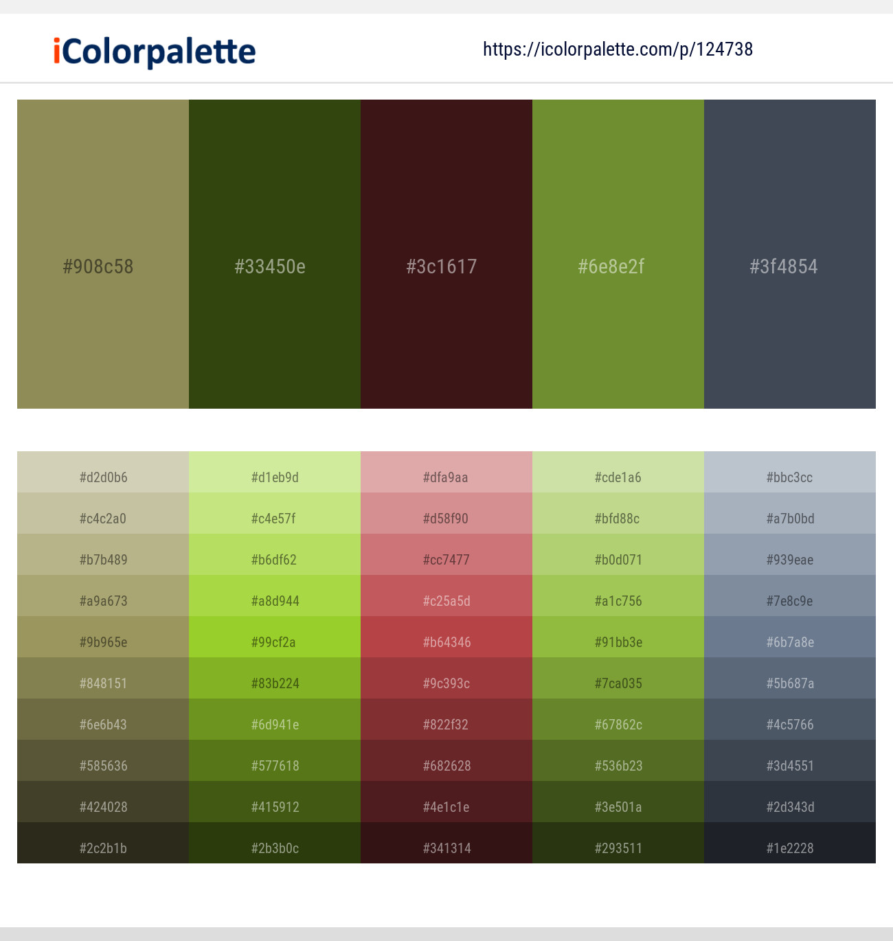 Clay Creek – Clover – Tamarind – Wasabi – River Bed Color scheme