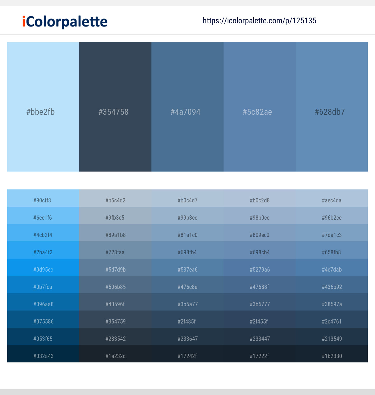 Sail – Pickled Bluewood – Kashmir Blue – Horizon – Hippie Blue Color scheme