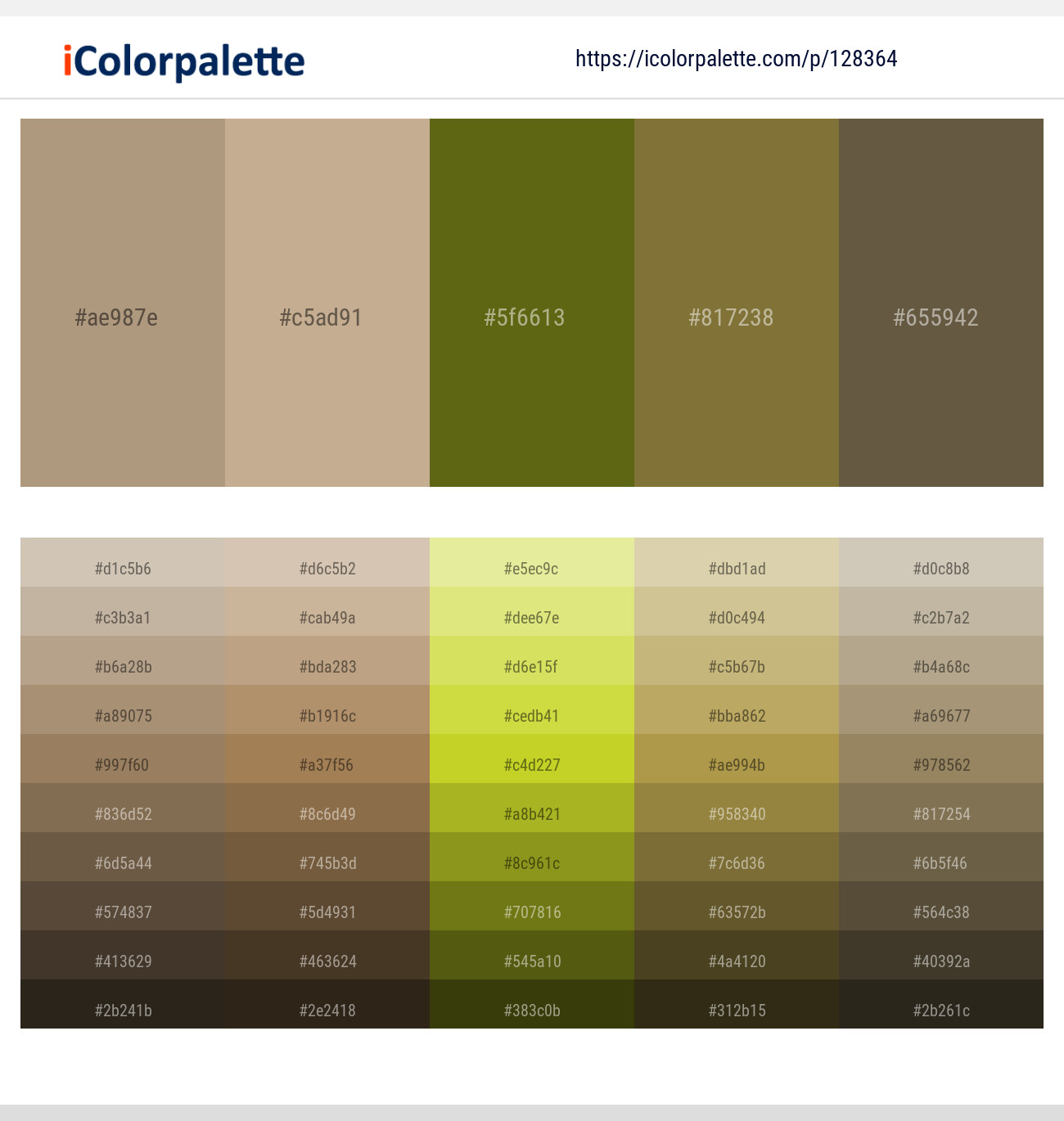 Sandrift – Indian Khaki – Saratoga – Pesto – Tobacco Brown Color scheme