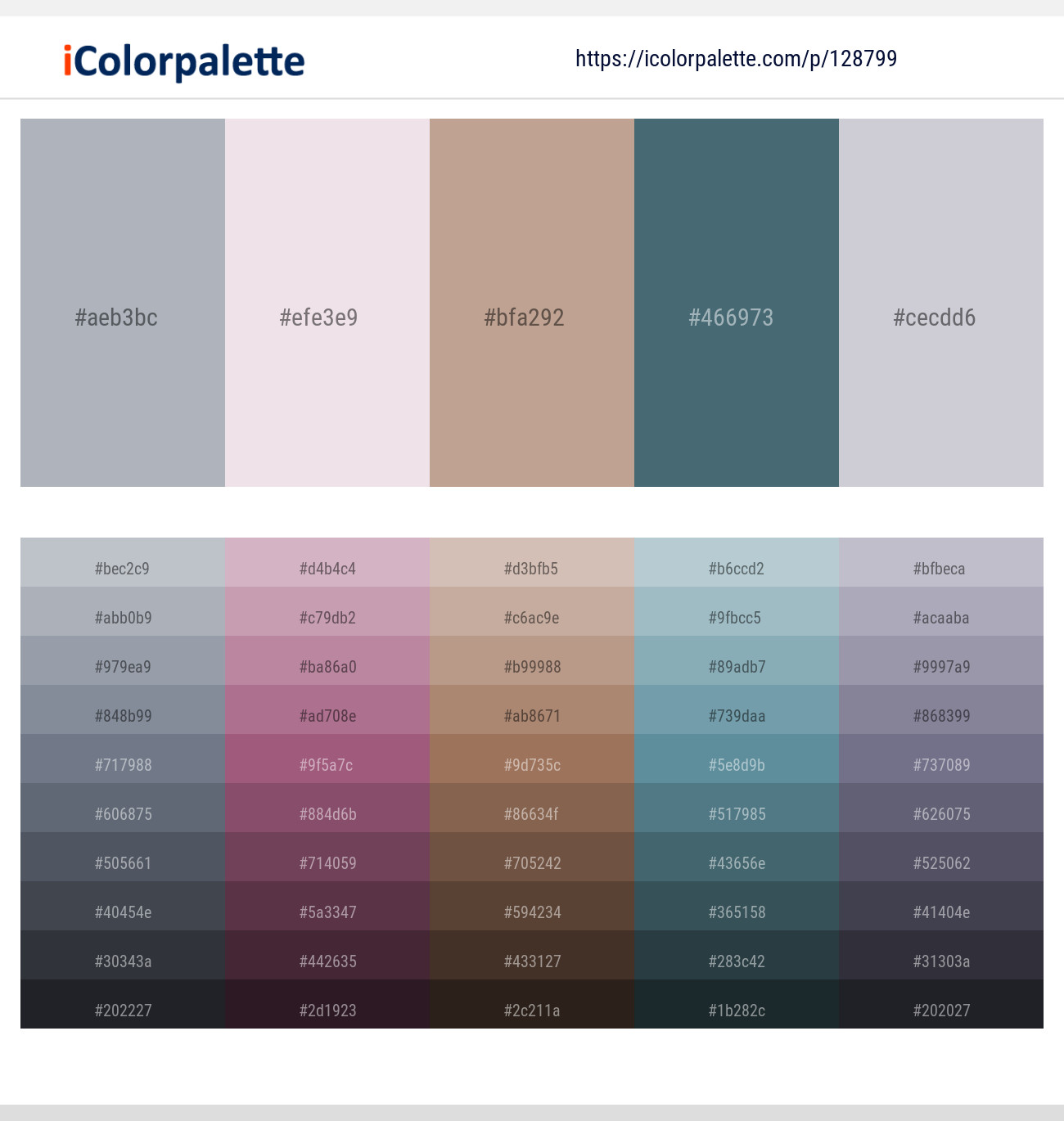 Aluminium – Prim – Quicksand – Blue Bayoux – Ghost Color scheme