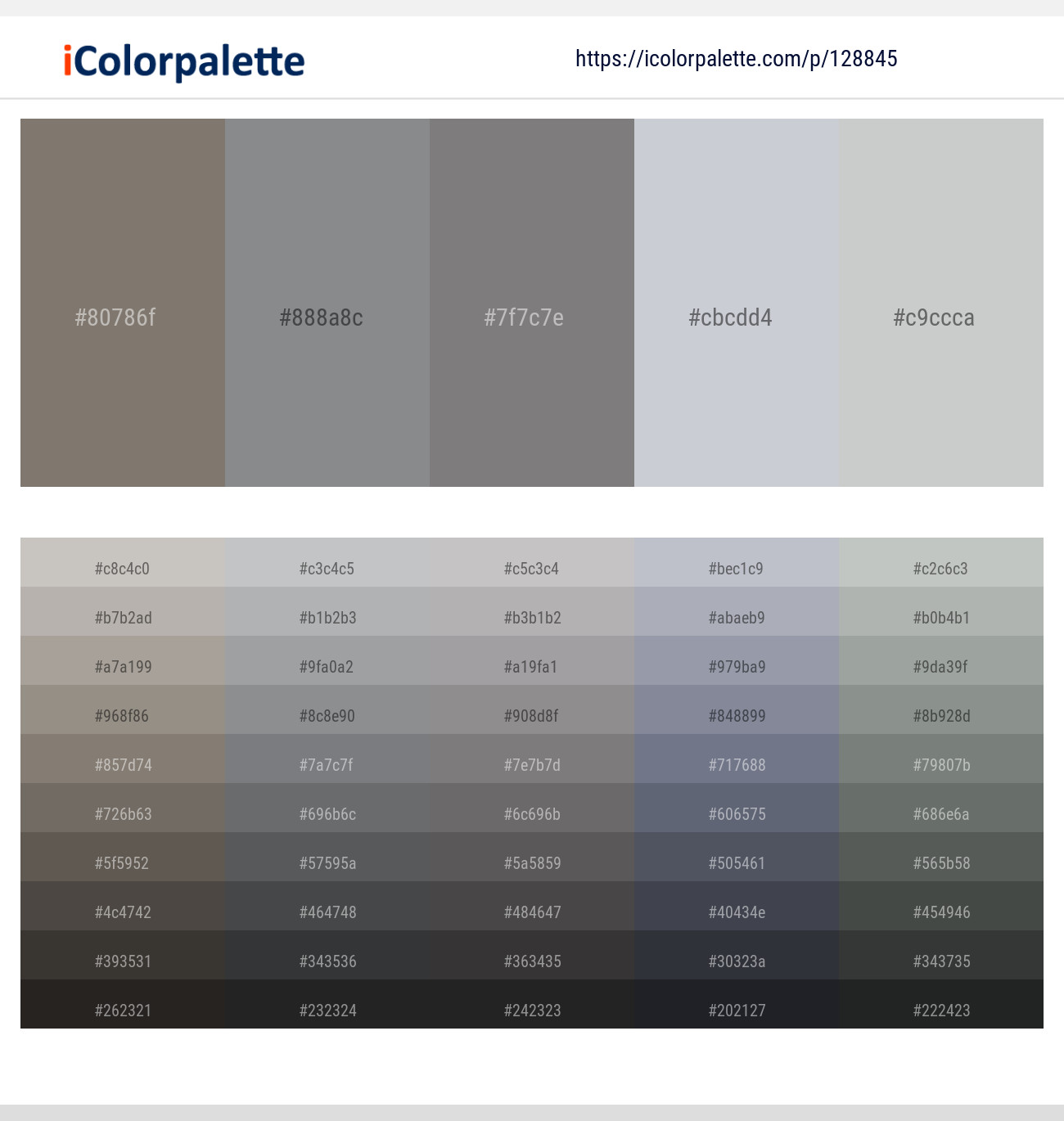 Tapa – Oslo Gray – Suva Gray – Ghost – Pumice Color scheme
