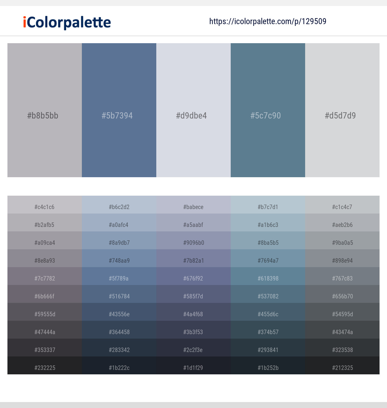 French Gray – Waikawa Gray – Mischka – Smalt Blue – Iron Color scheme
