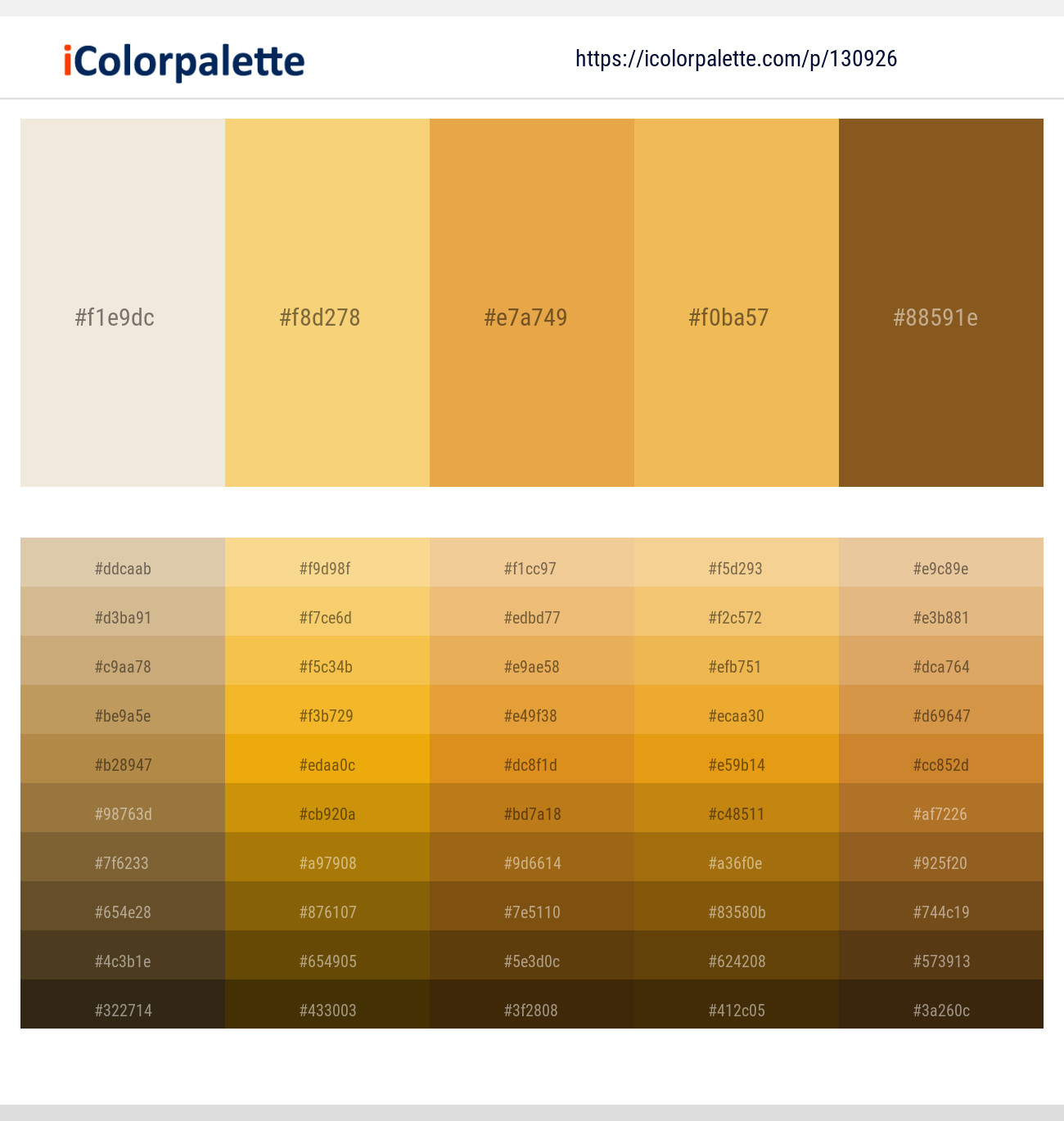 Merino – Goldenrod – Tulip Tree – Ronchi – Bull Shot Color scheme