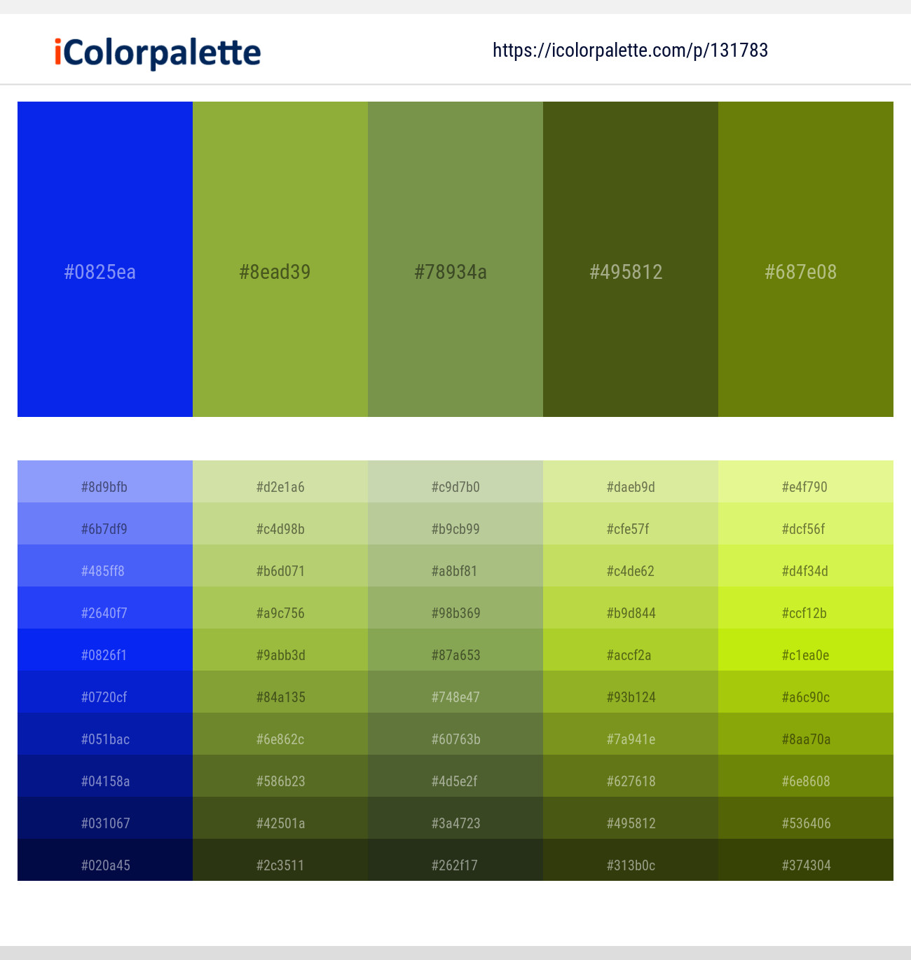 Blue – Sushi – Asparagus – Saratoga – Yukon Gold Color scheme