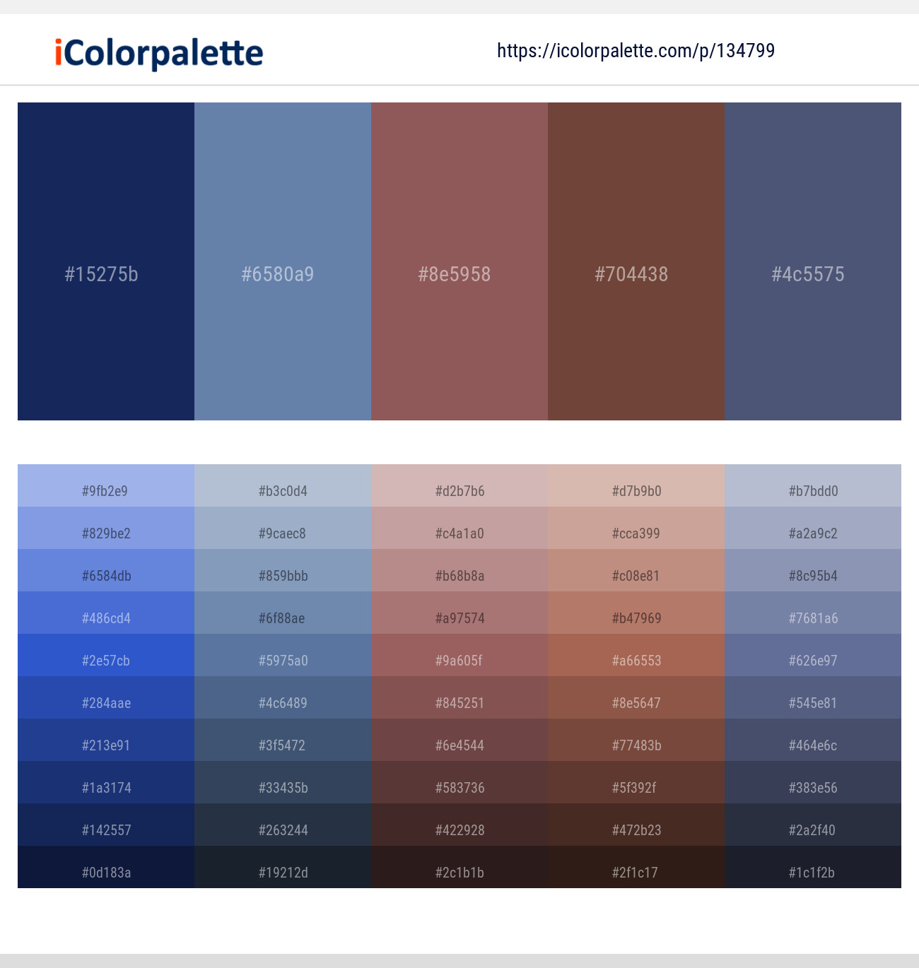 Blue Zodiac – Hoki – Au Chico – Shingle Fawn – Fiord Color scheme