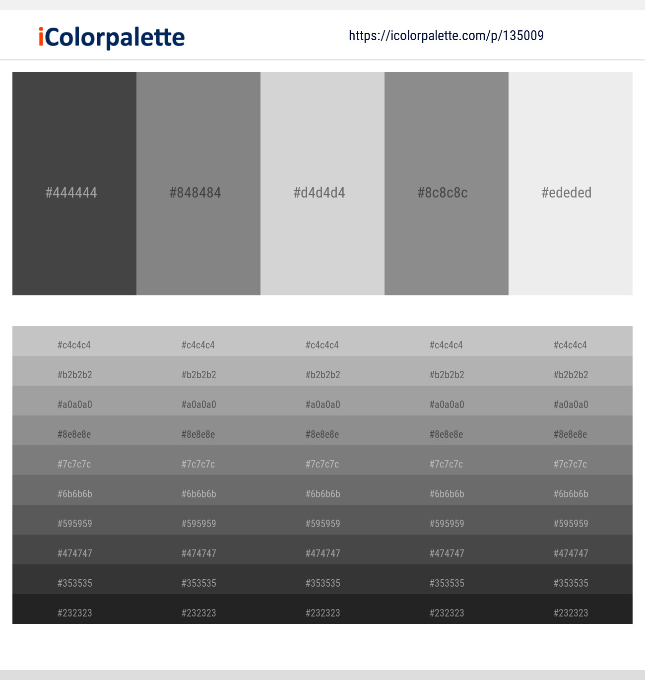Tundora – Gray – Alto – Gray – Gallery Color scheme
