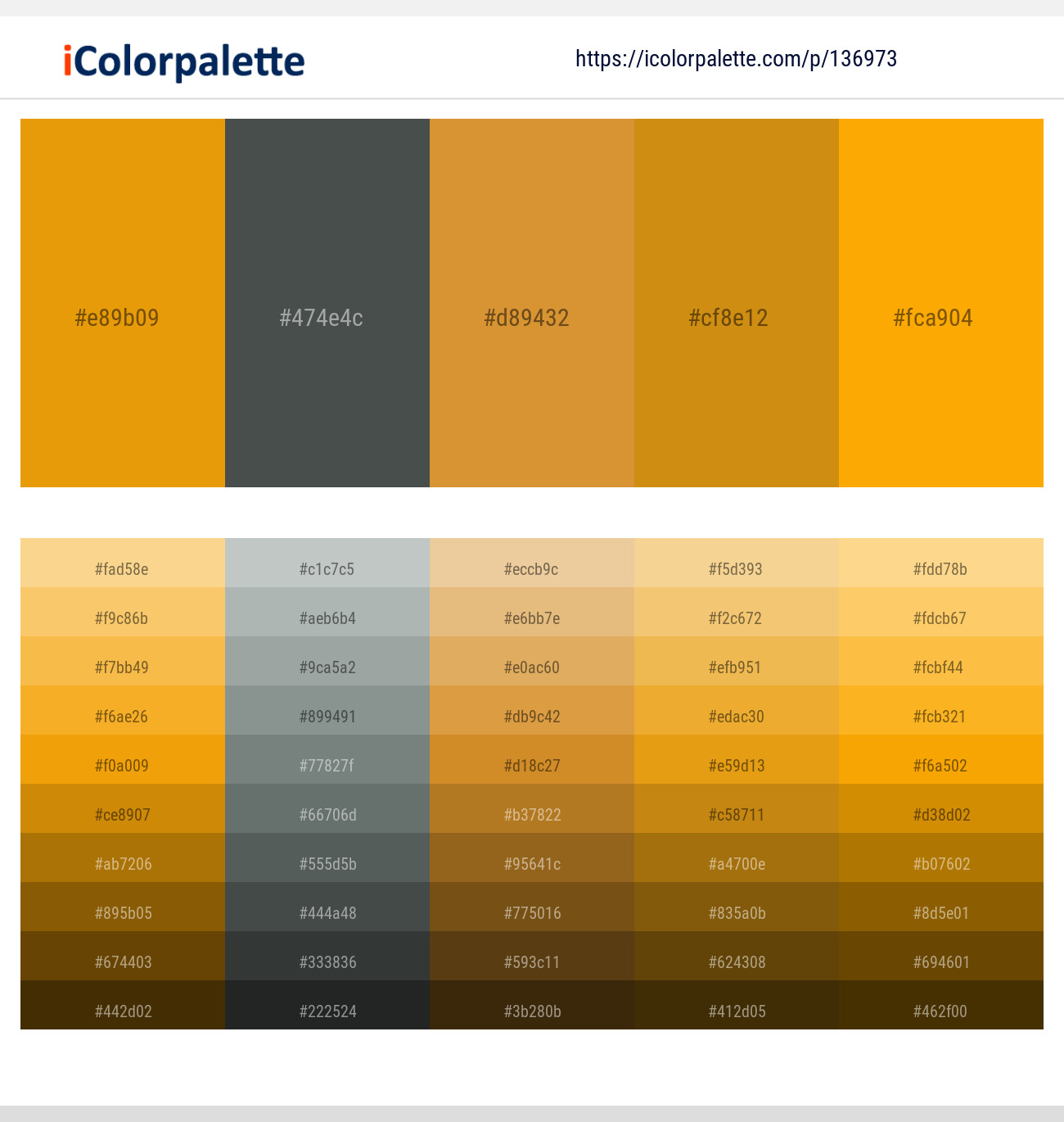 Gamboge – Cape Cod – Brandy Punch – Pizza – Yellow Sea Color scheme