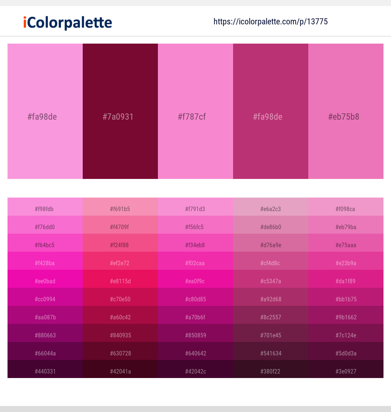 Lavender Rose – Rose Bud Cherry – Persian Pink – Hibiscus – Carissma Color scheme