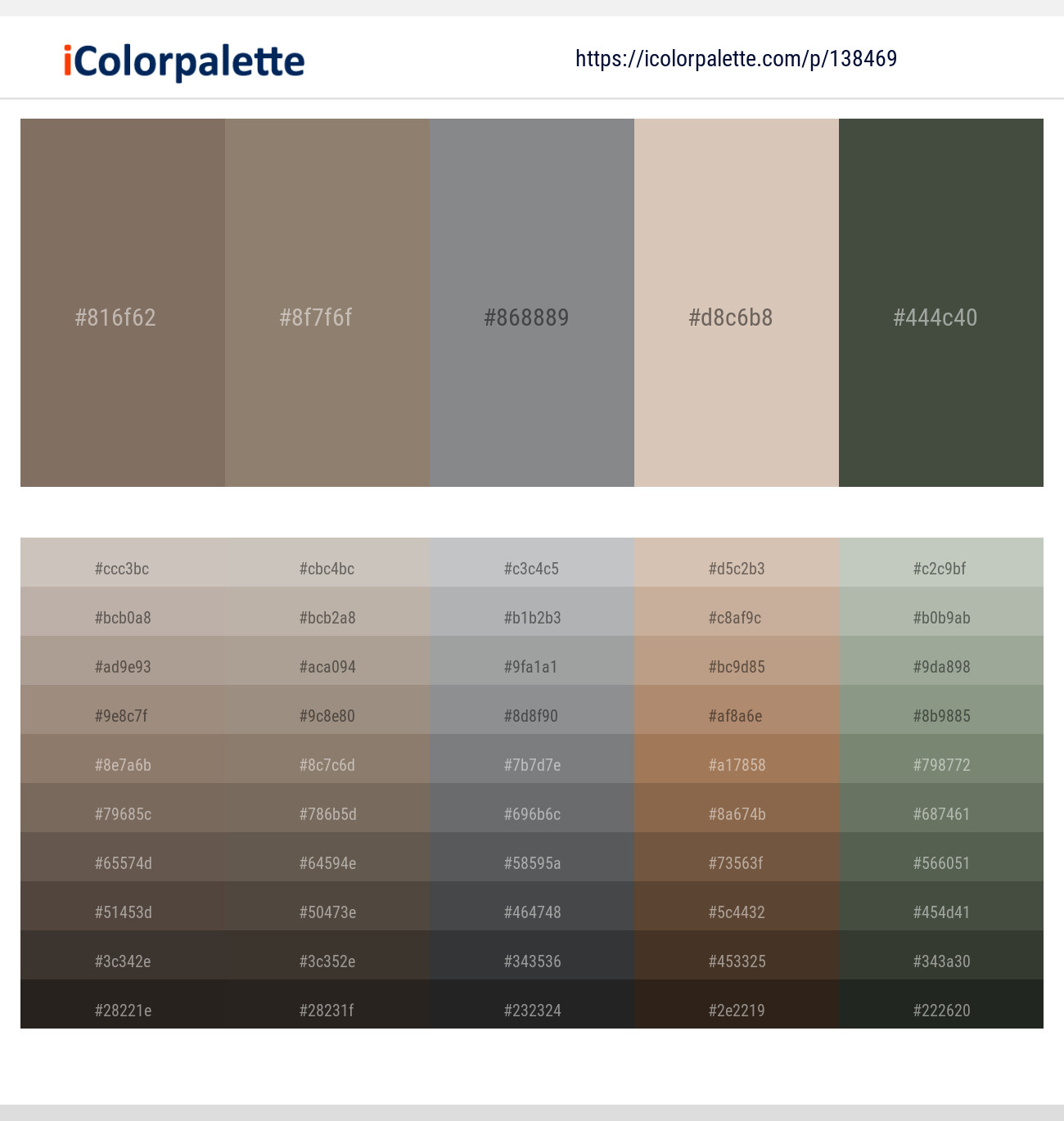 Sand Dune – Stonewall – Oslo Gray – Soft Amber – Cabbage Pont Color scheme