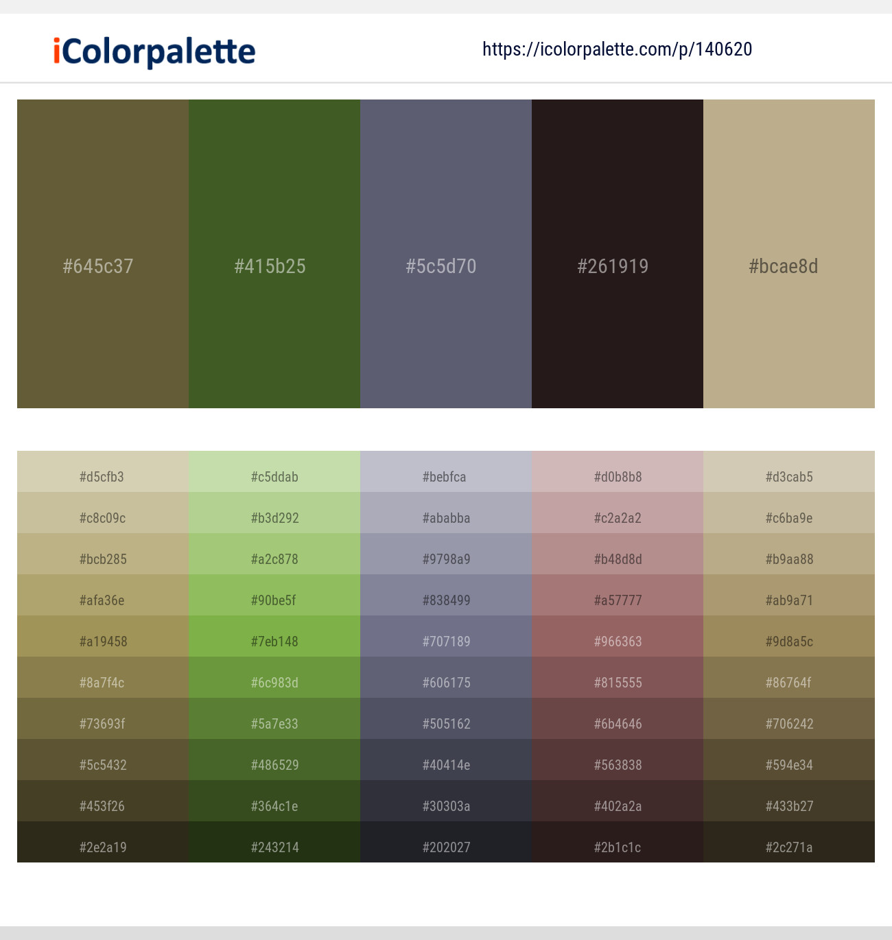 Verdigris – Woodland – Comet – Cocoa Brown – Indian Khaki Color scheme