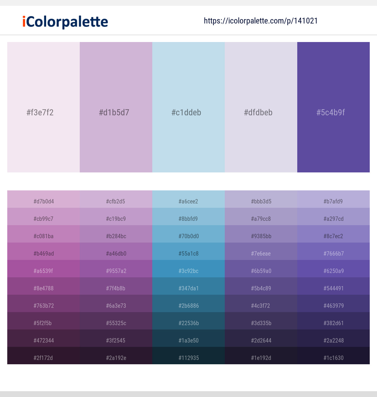 Prim – Lavender Gray – Spindle – Snuff – Butterfly Bush Color scheme