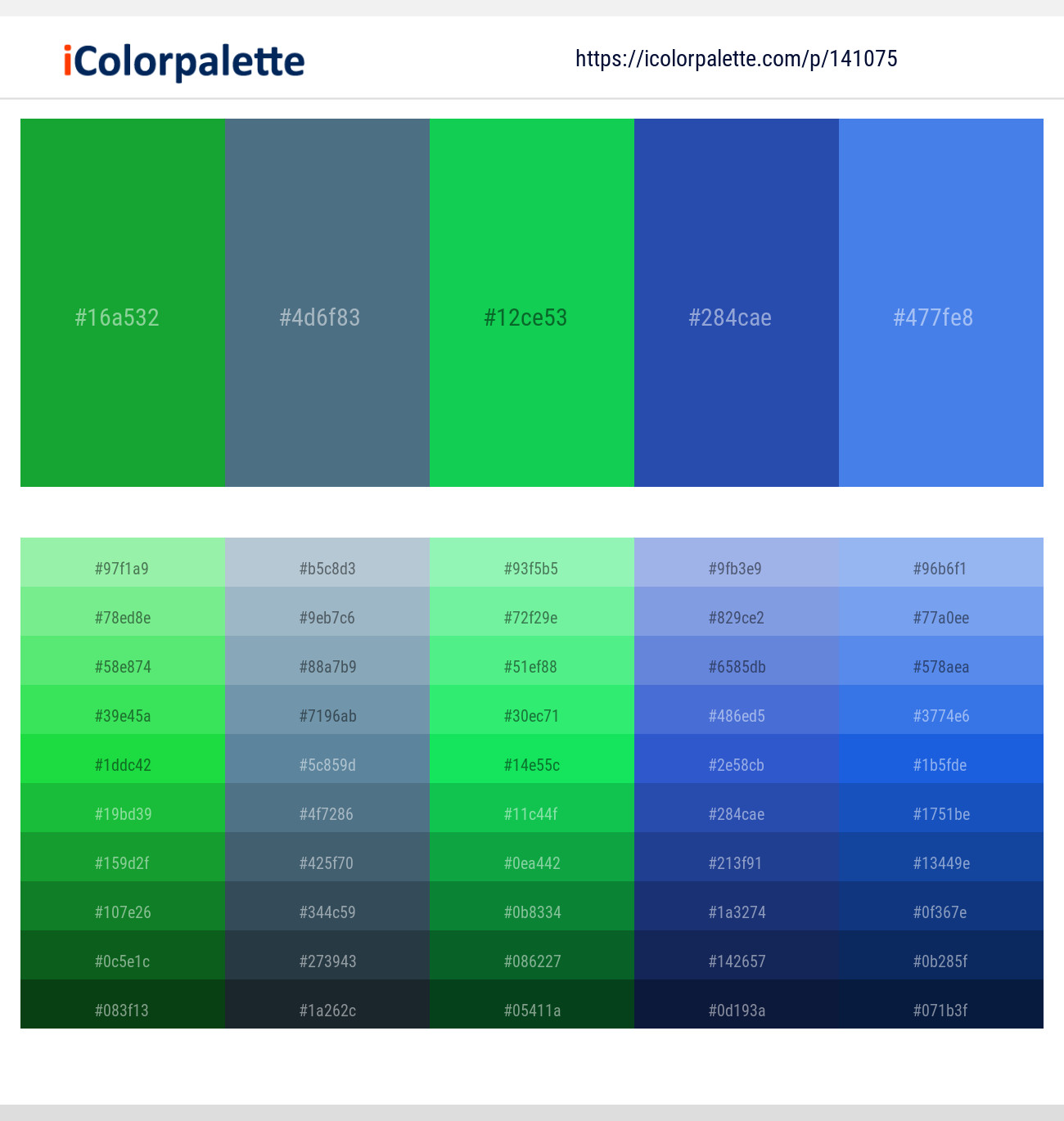 La Palma – Bismark – Malachite – Cerulean Blue – Royal Blue Color scheme