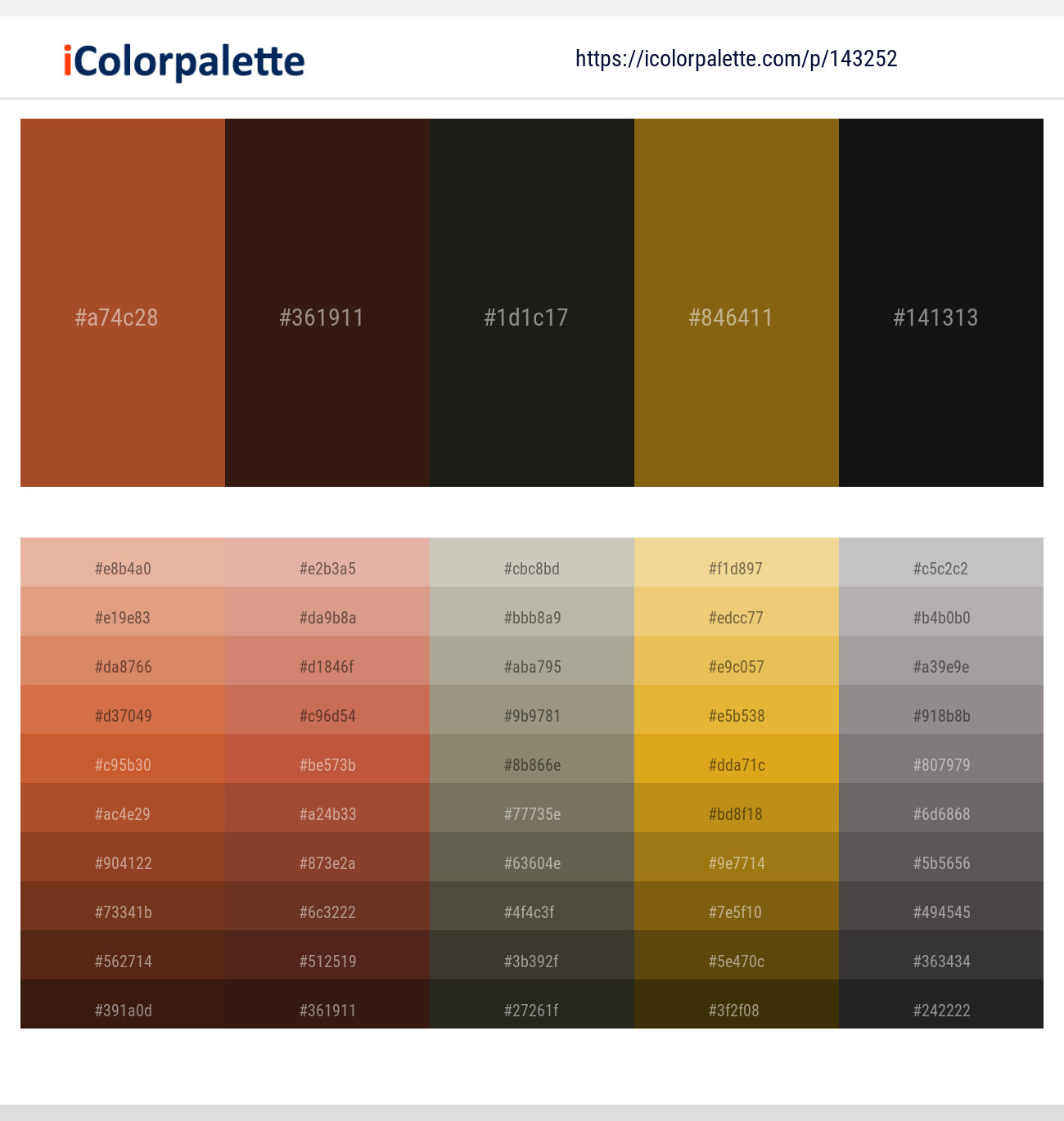 Paarl – Cedar – Rangoon Green – Spicy Mustard – Cod Gray Color scheme