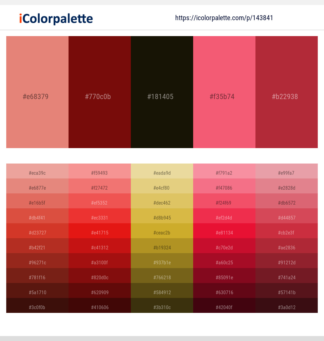 Apricot – Dark Burgundy – Graphite – Carnation – Tall Poppy Color scheme
