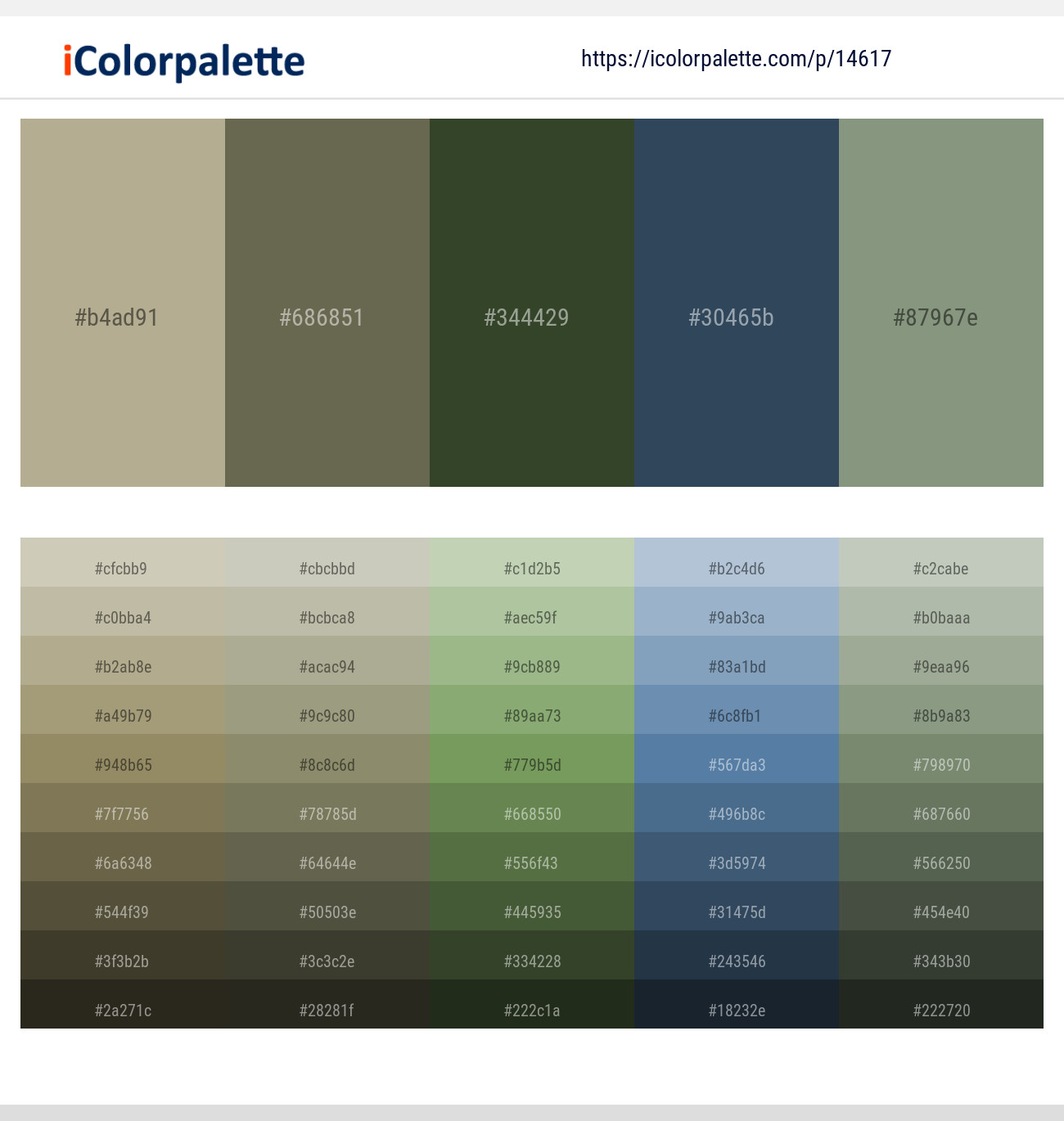 Heathered Gray – Kokoda – Green Kelp – Pickled Bluewood – Battleship Gray Color scheme