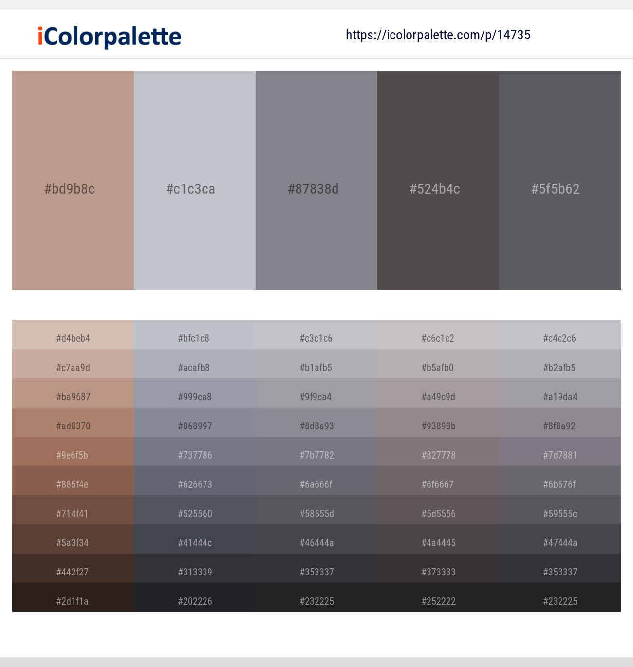 Quicksand – French Gray – Topaz – Emperor – Salt Box Color scheme