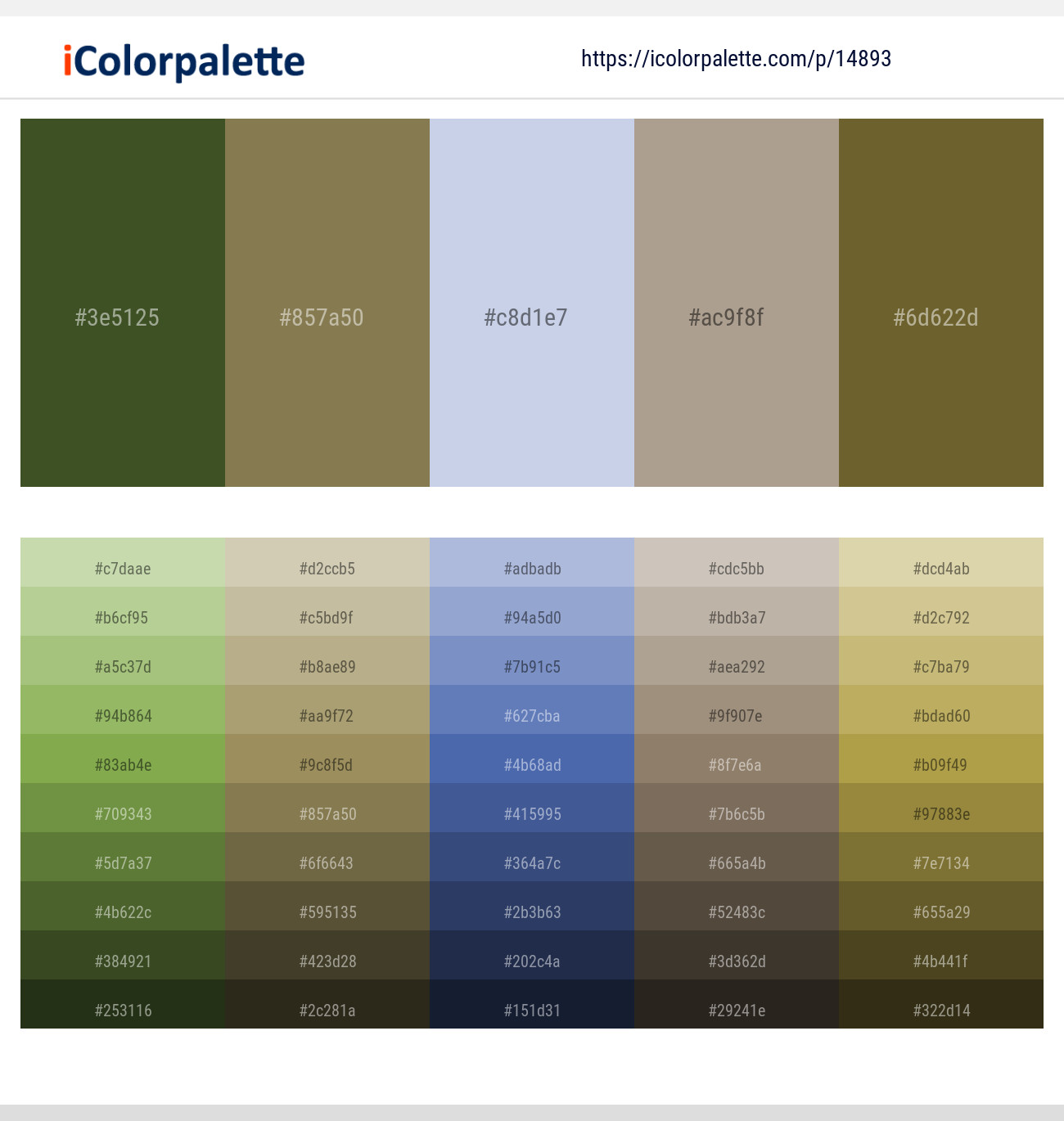 Woodland – Shadow – Periwinkle Gray – Napa – Pesto Color scheme