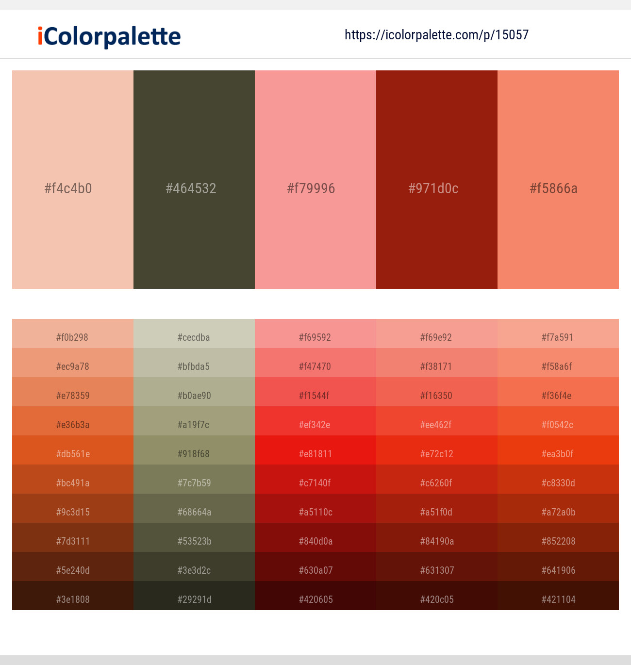 Mandys Pink – Kelp – Geraldine – Totem Pole – Sandy brown Color scheme