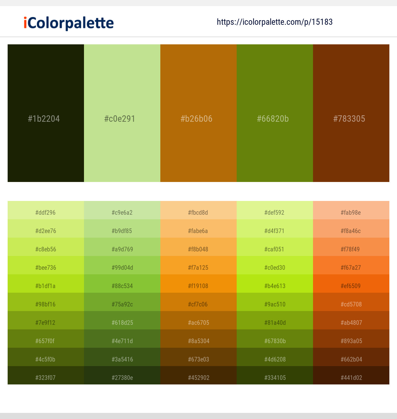 Pine Tree – Yellow Green – Mai Tai – Olivetone – Peru Tan Color scheme