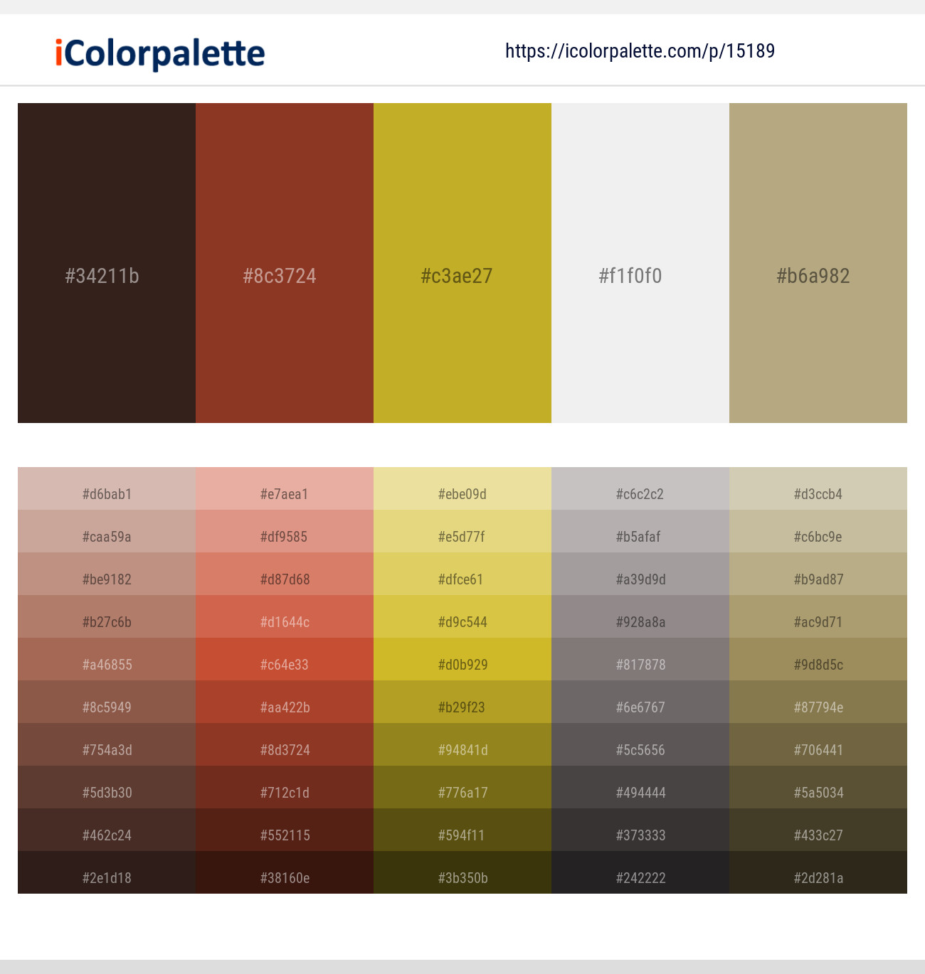 Treehouse – Burnt Umber – Hokey Pokey – Seashell – Mongoose Color scheme