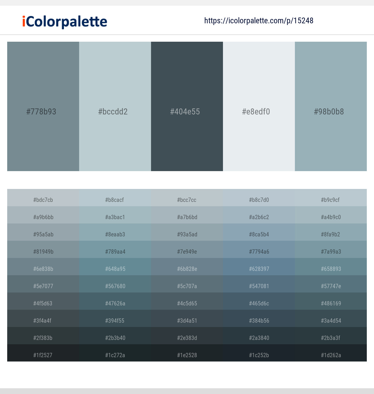 Slate Gray – Loblolly – River Bed – Mystic – Gull Gray Color scheme