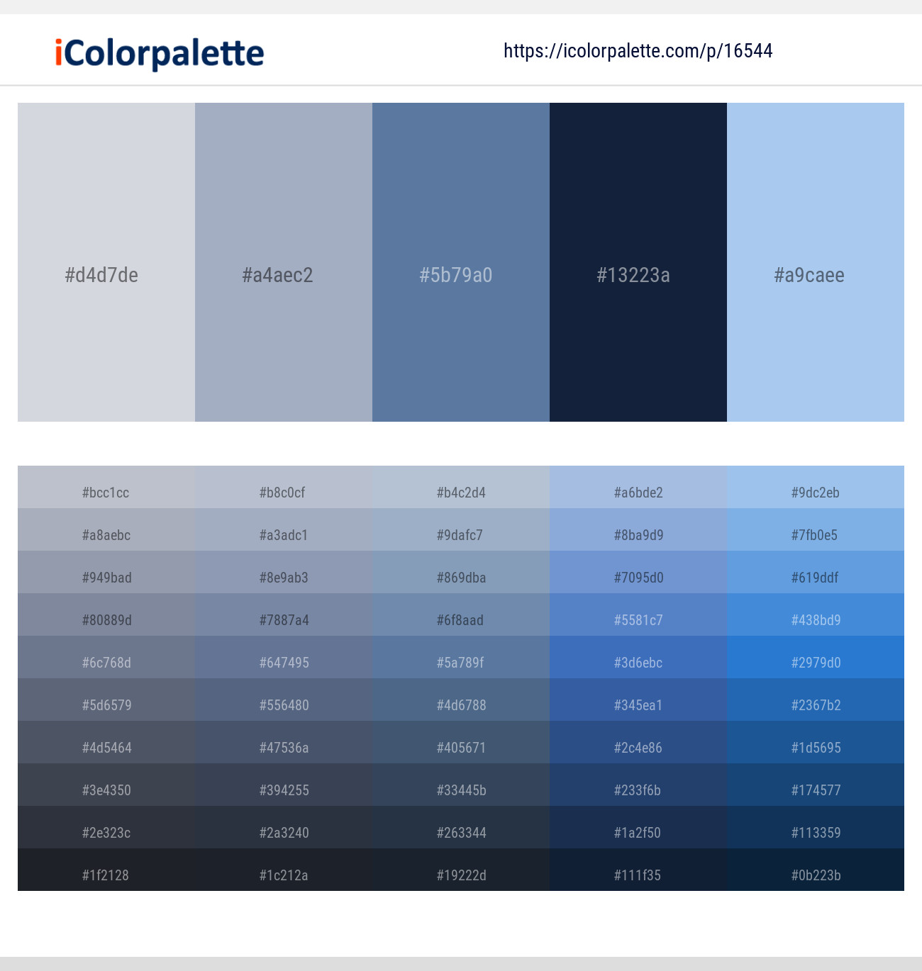 Mischka – Cadet Blue – Waikawa Gray – Big Stone – Perano Color scheme