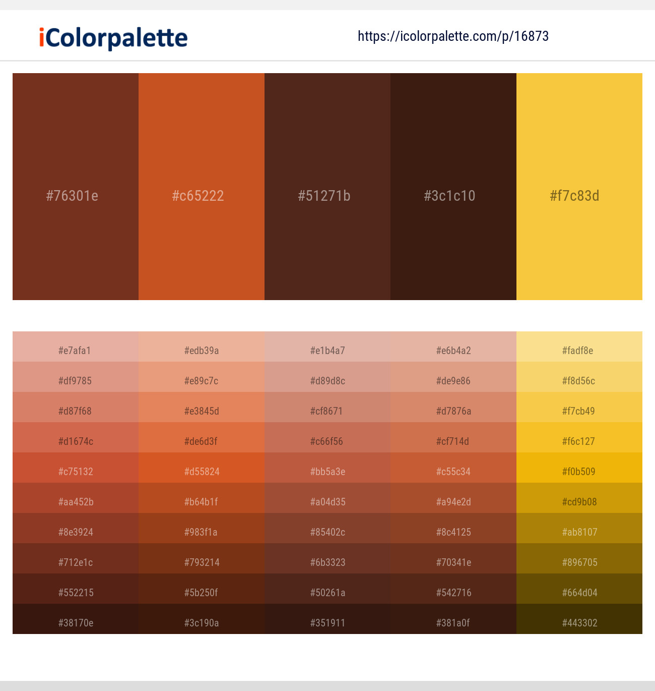 Metallic Copper – Piper – Brown Derby – Sambuca – Saffron Color scheme