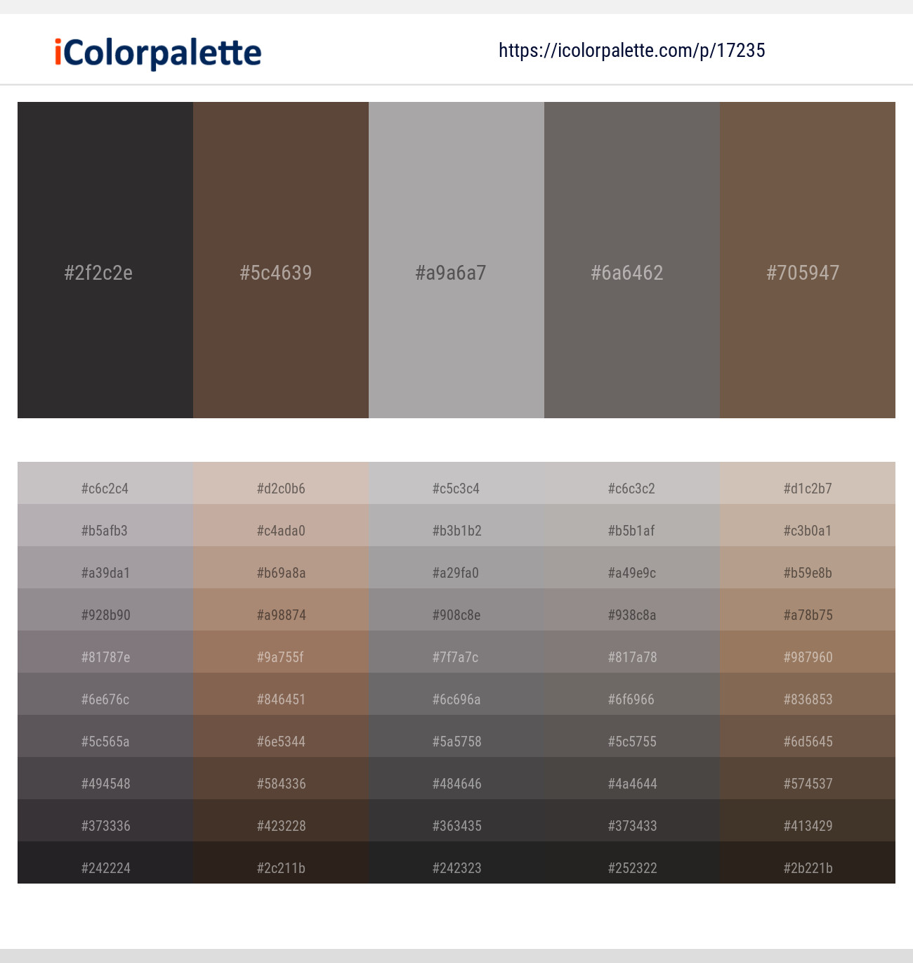 Thunder – Kabul – Silver Chalice – Dove Gray – Tobacco Brown Color scheme