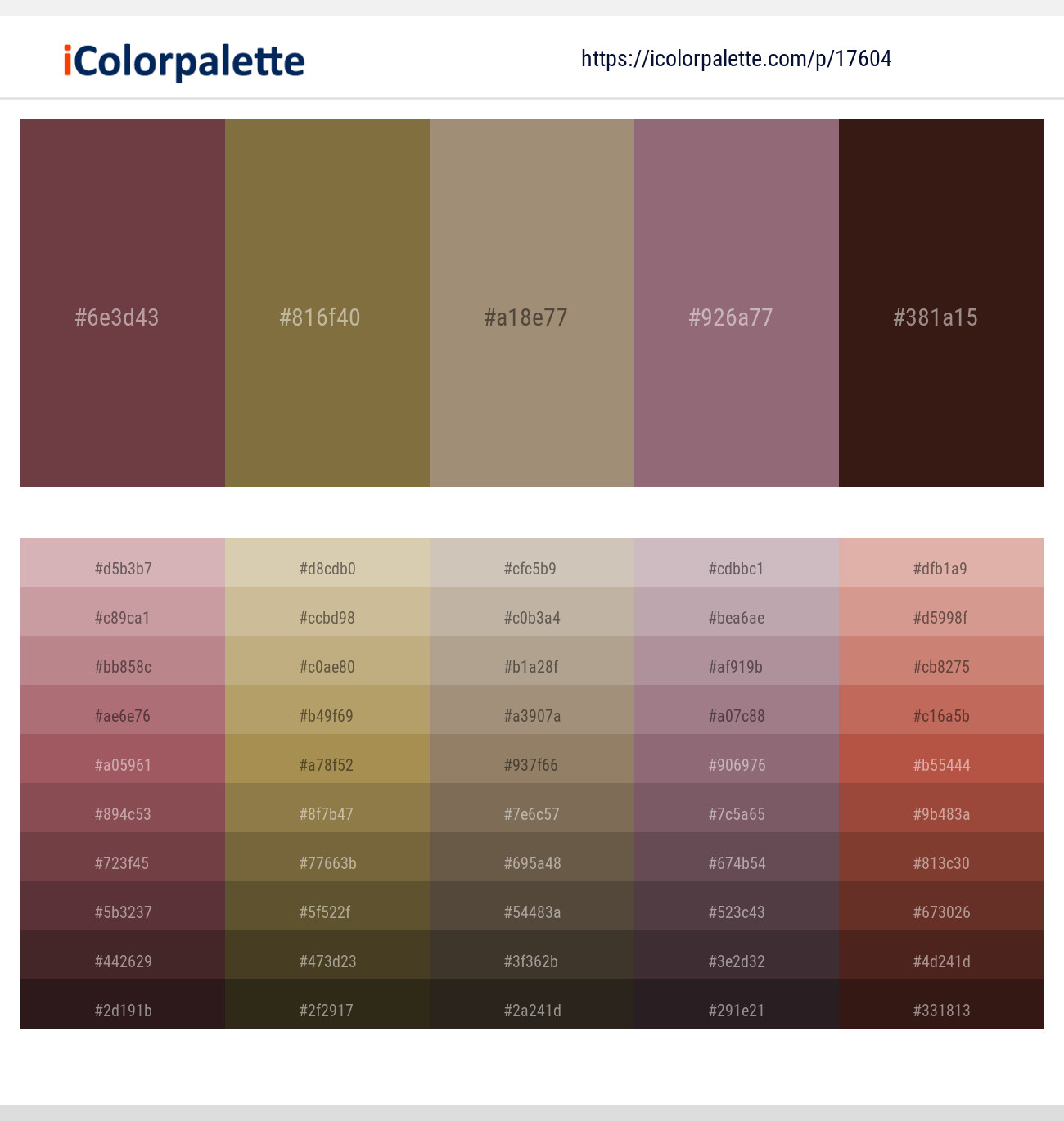 Congo Brown – Yellow Metal – Donkey Brown – Opium – Tamarind Color scheme