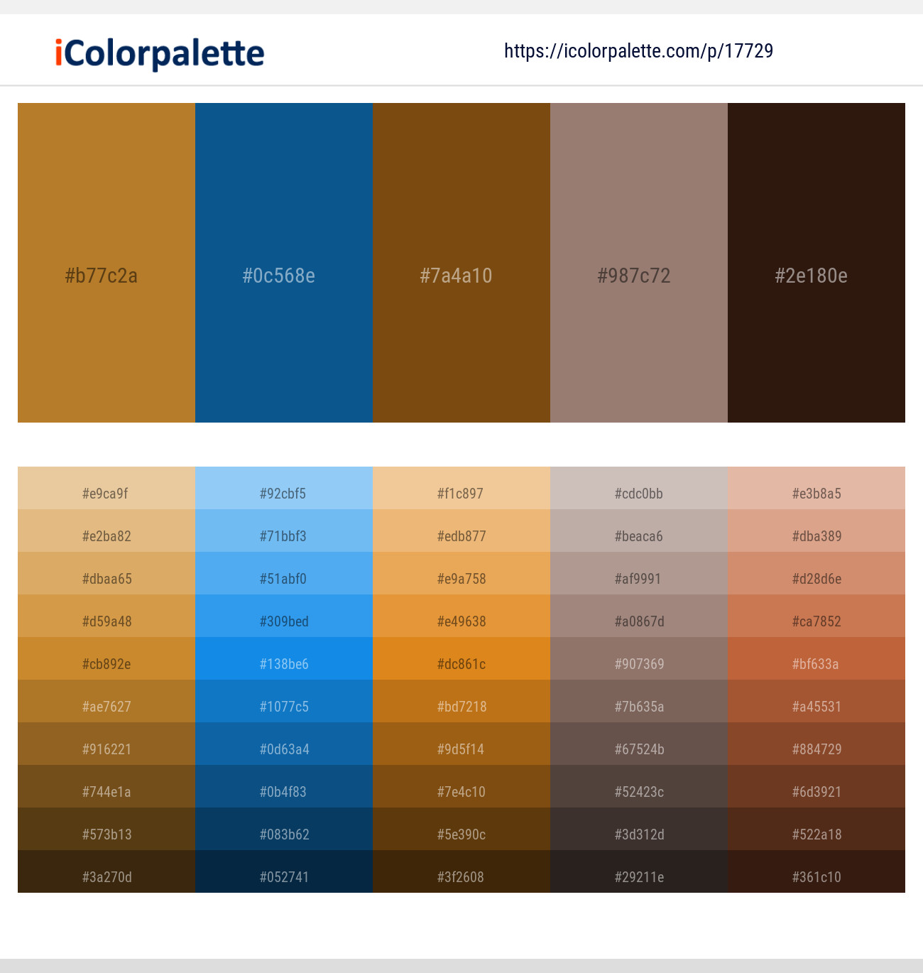 Marigold – Venice Blue – Raw Umber – Almond Frost – Coffee Bean Color scheme