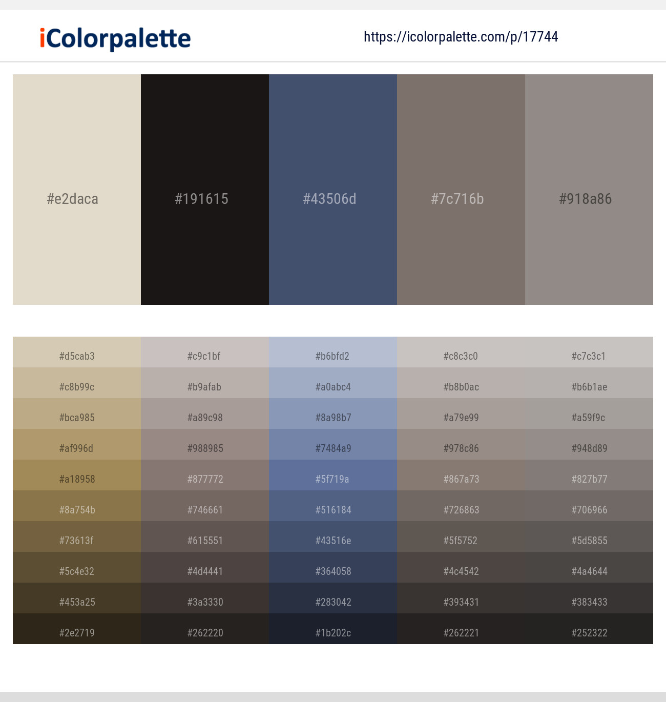 Pearl Bush – Cod Gray – Fiord – Sandstone – Schooner Color scheme