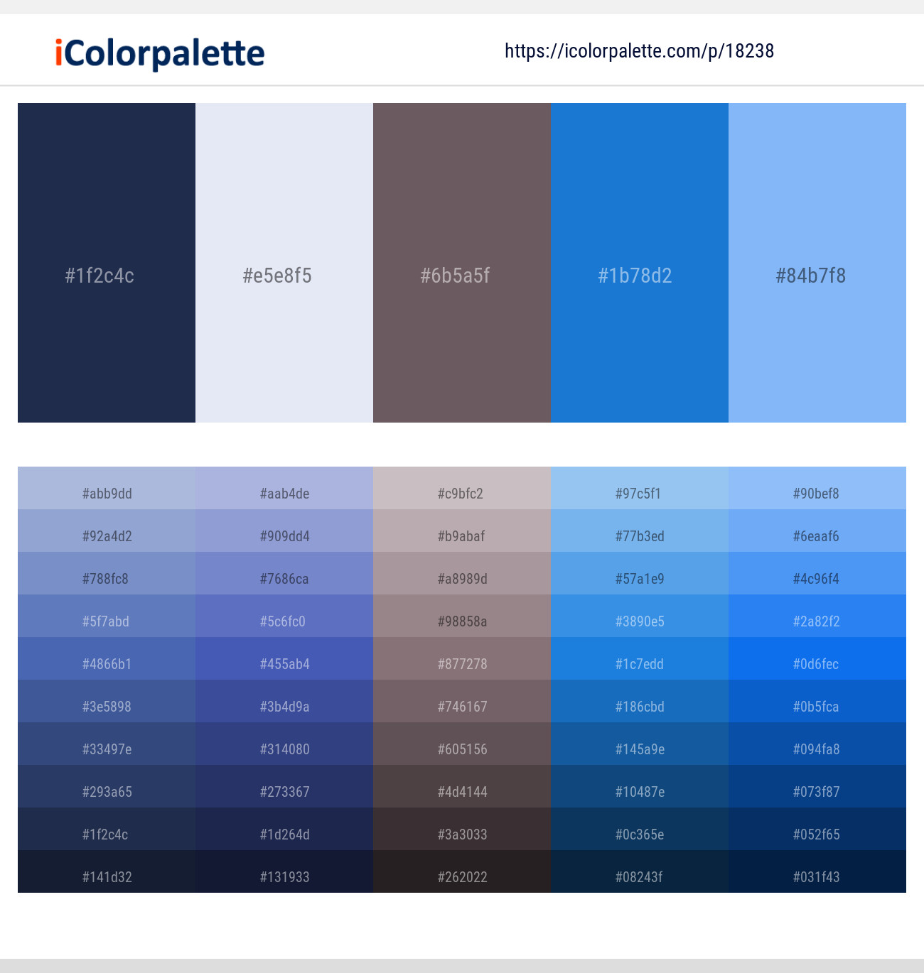 Cloud Burst – White Lilac – Zambezi – Denim – Malibu Color scheme
