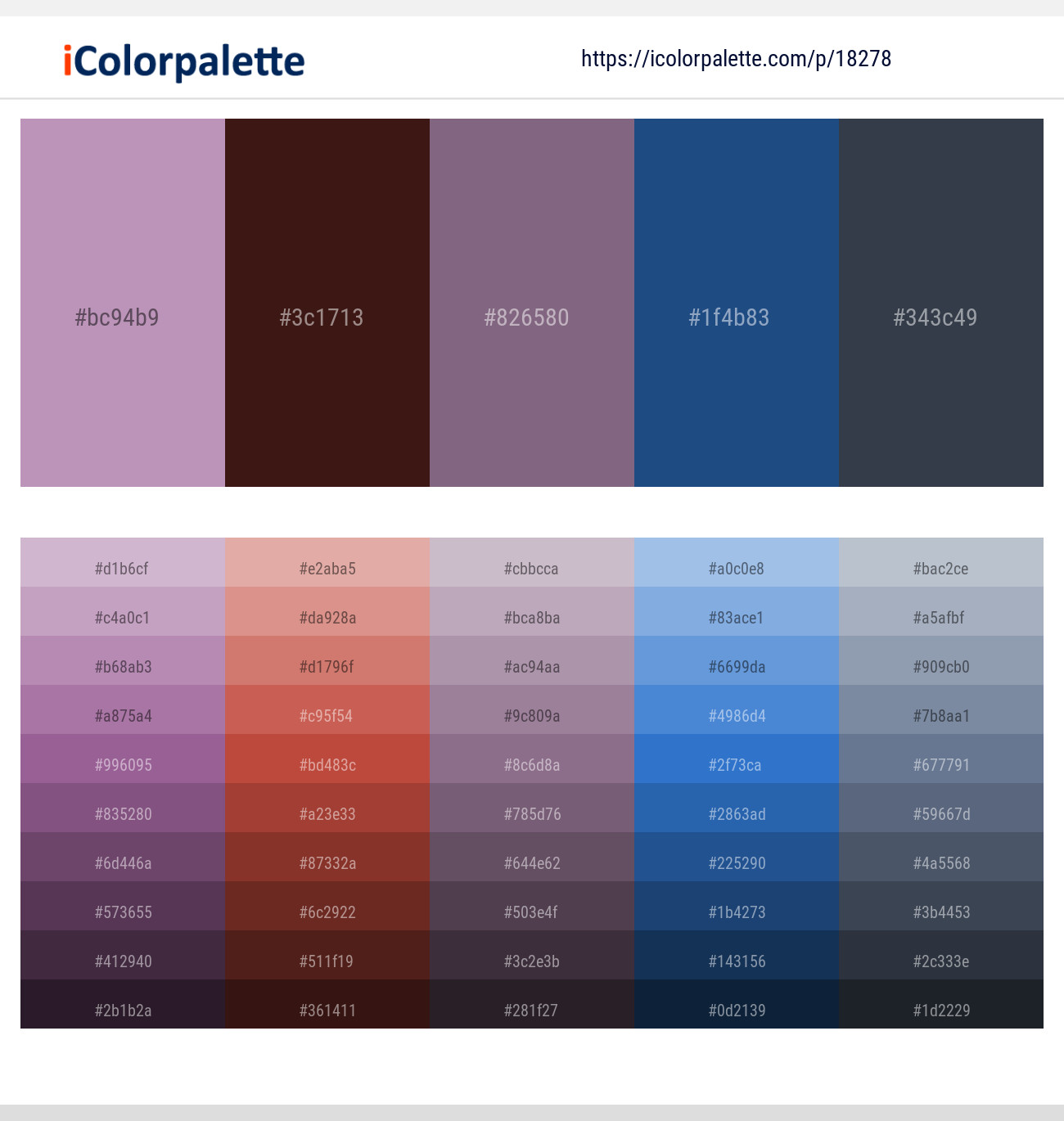 Lilac – Cedar – Old Lavender – Blumine – Bright Gray Color scheme
