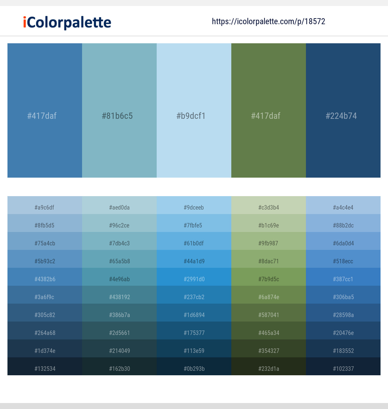 Steel Blue – Glacier – Blizzard Blue – Dingley – Bay of Many Color scheme