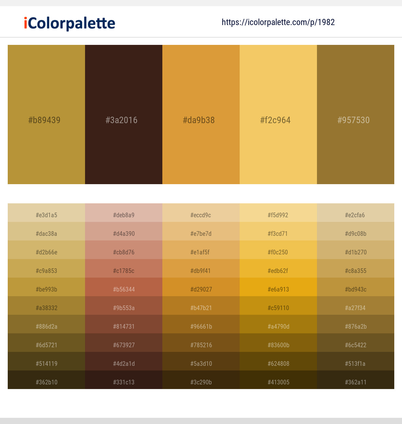 198245 Gold Color Palettes