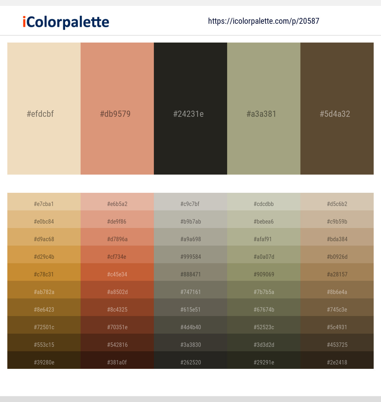 Almond – Burning Sand – Rangitoto – Tallow – Millbrook Color scheme