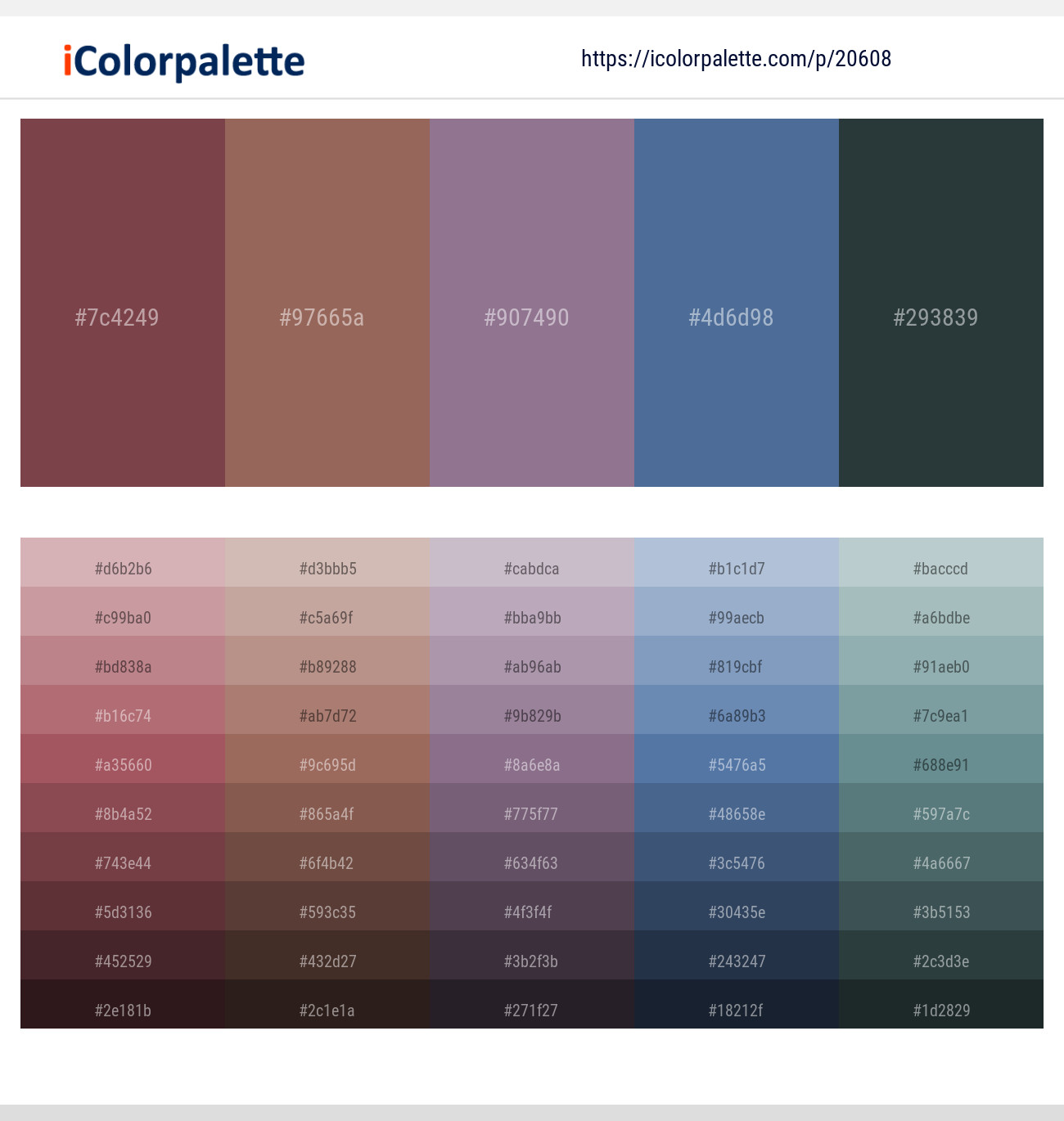 Lotus – Au Chico – Mountbatten Pink – Kashmir Blue – Outer Space Color scheme