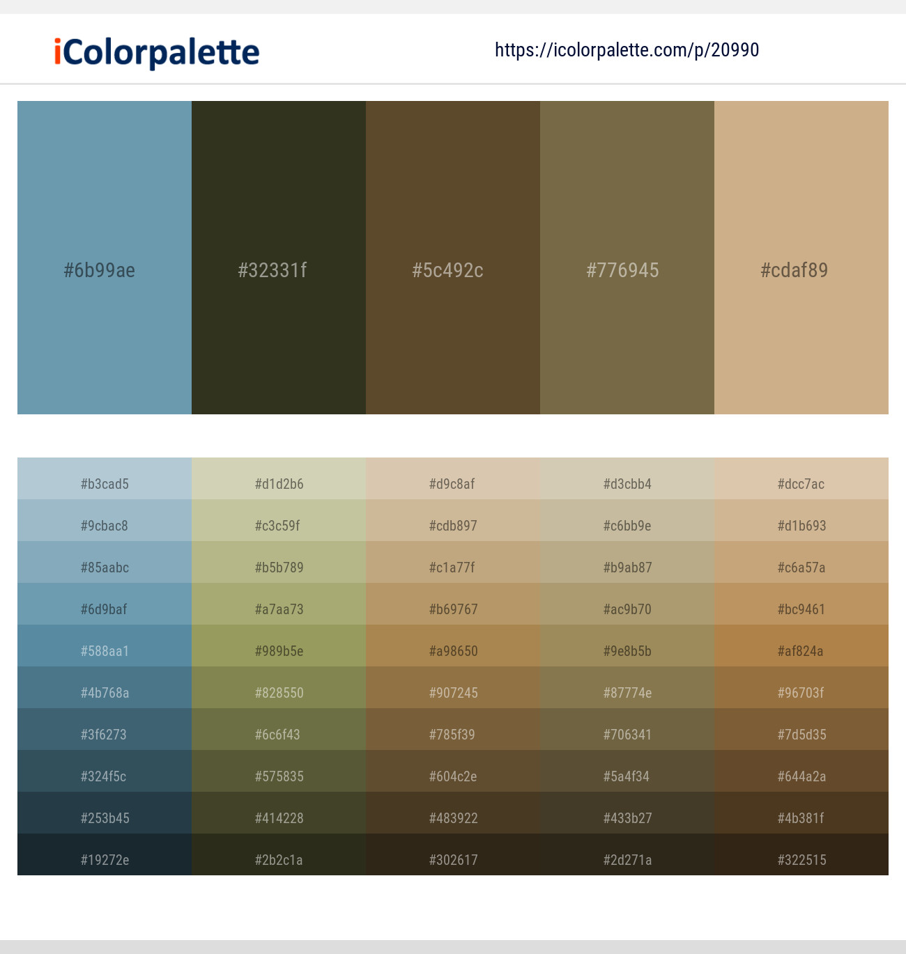 Bermuda Gray – Rangitoto – Quincy – Tobacco Brown – Sorrell Brown Color scheme