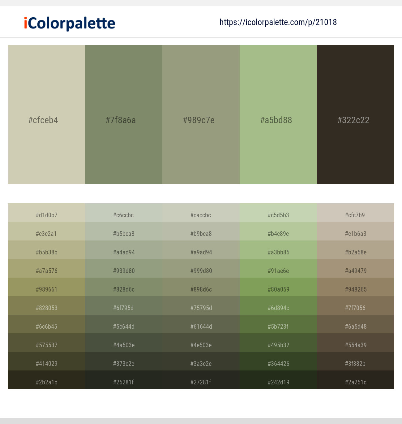 Foggy Gray – Camouflage Green – Sage – Swamp Green – Birch Color scheme
