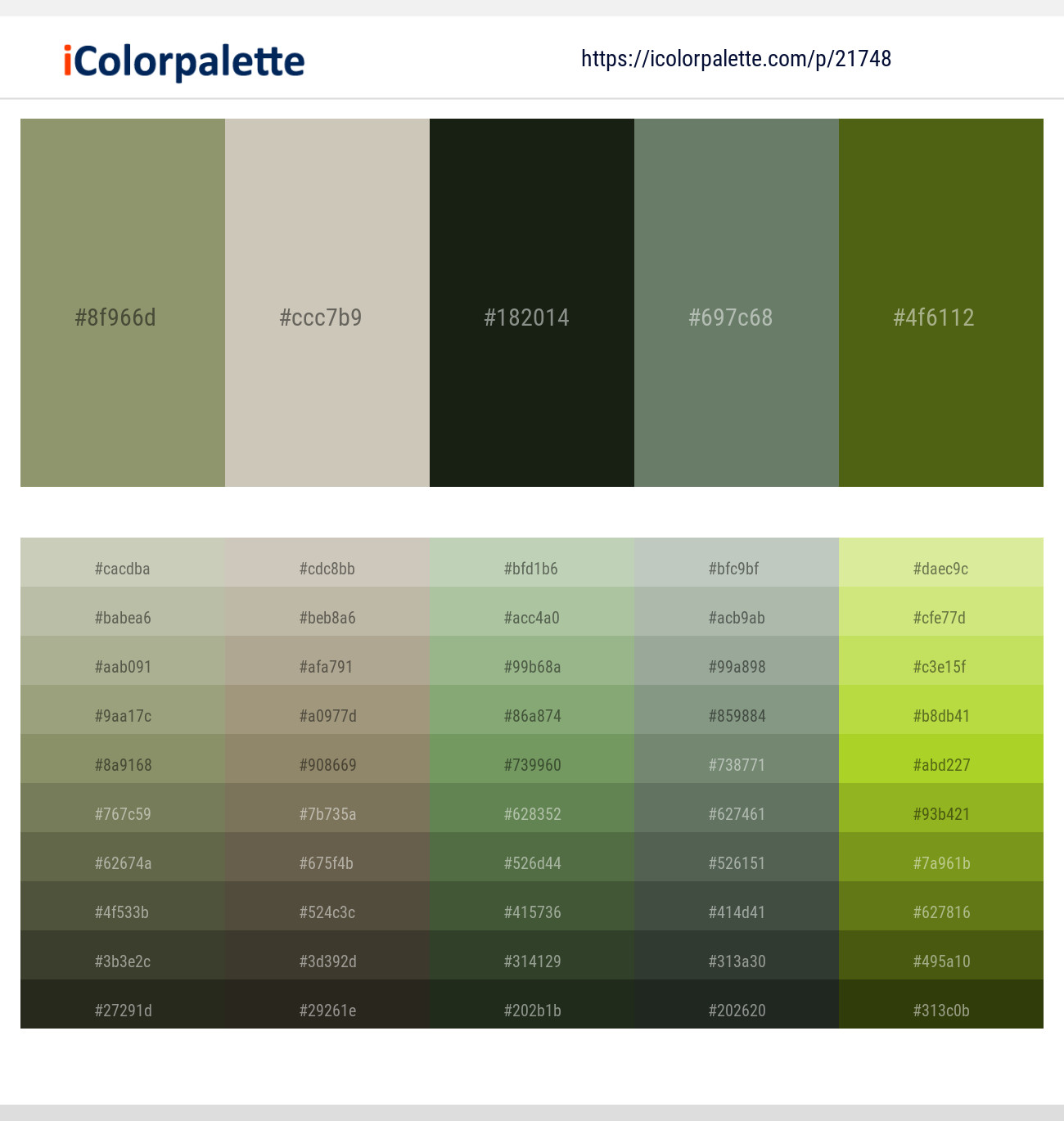 Avocado – Foggy Gray – Hunter Green – Willow Grove – Saratoga Color scheme