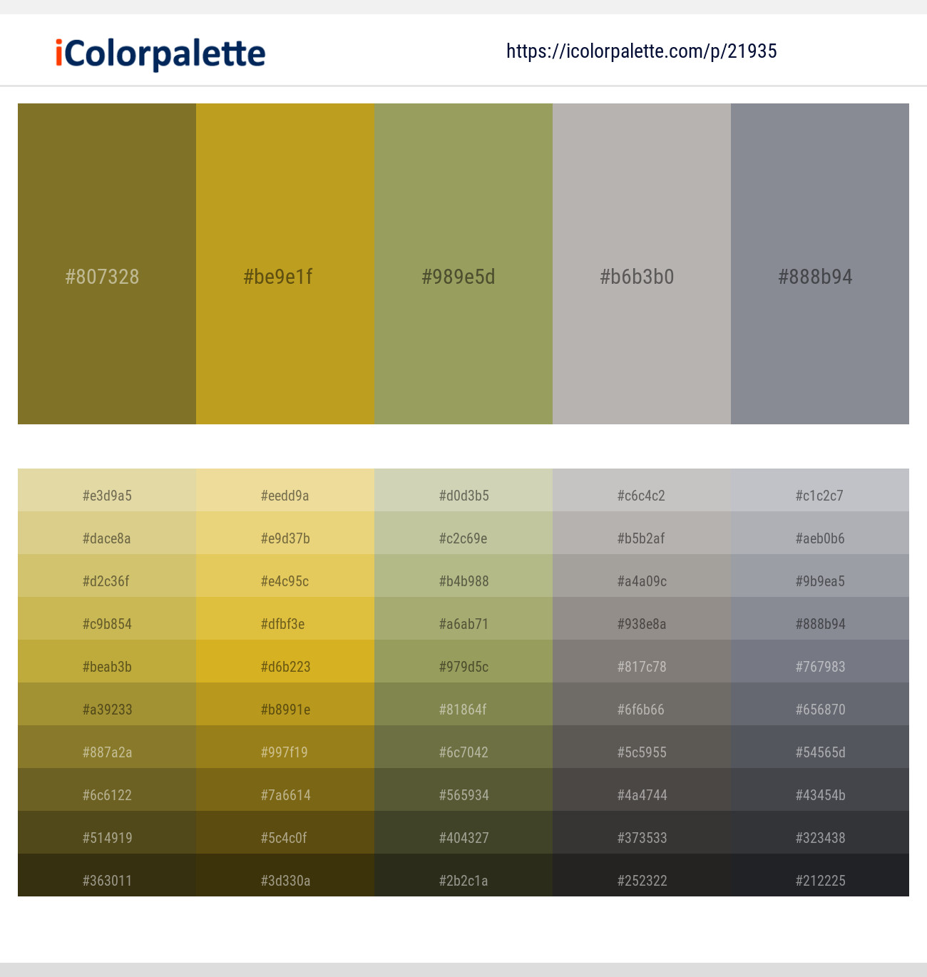 Crete – Nugget – Green Smoke – Tide – Oslo Gray Color scheme