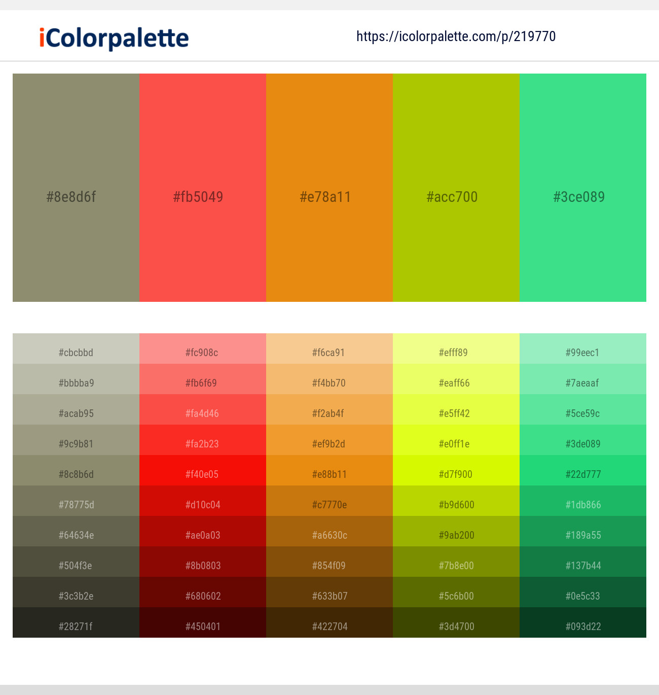 Granite Green – Sunset Orange – Golden Bell – Pistachio – Shamrock Color scheme